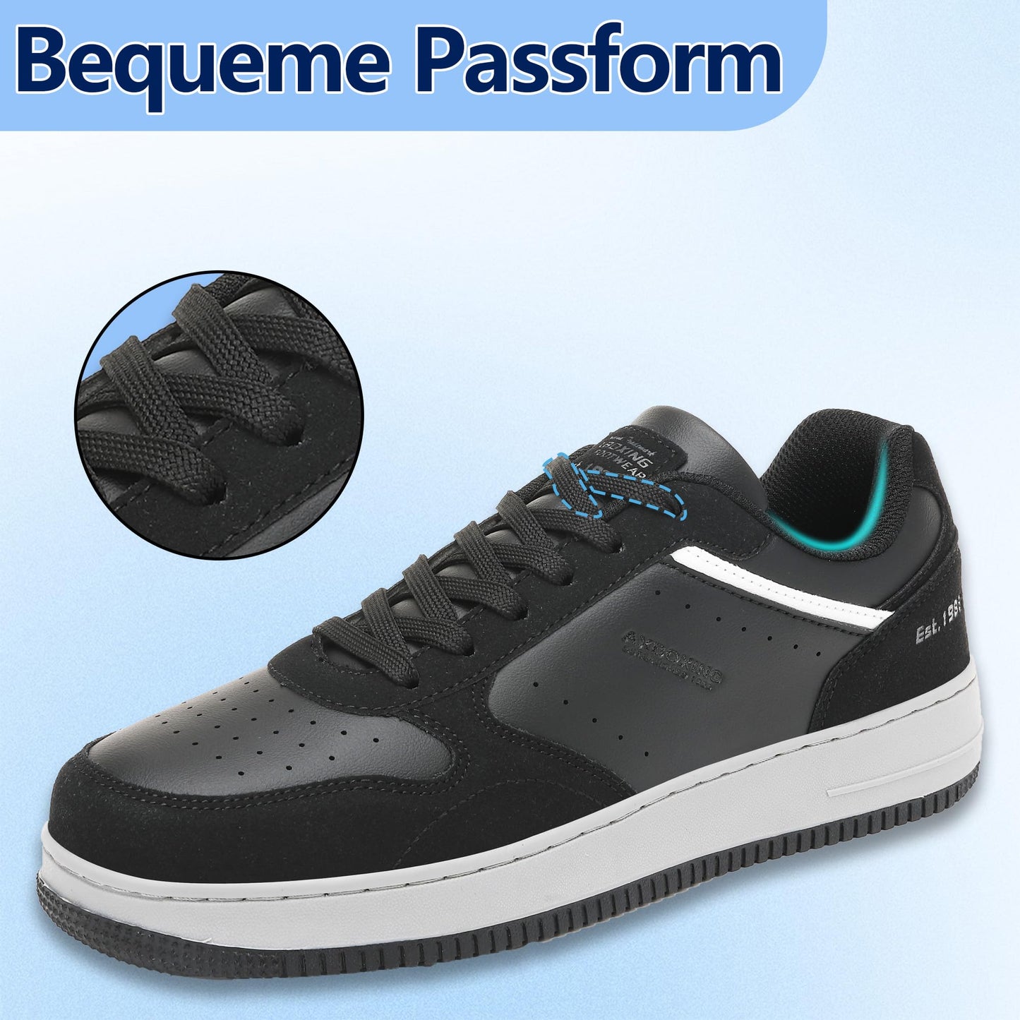 AX BOXING Men’s Casual Trainers – Lightweight Breathable Faux Leather Sneakers