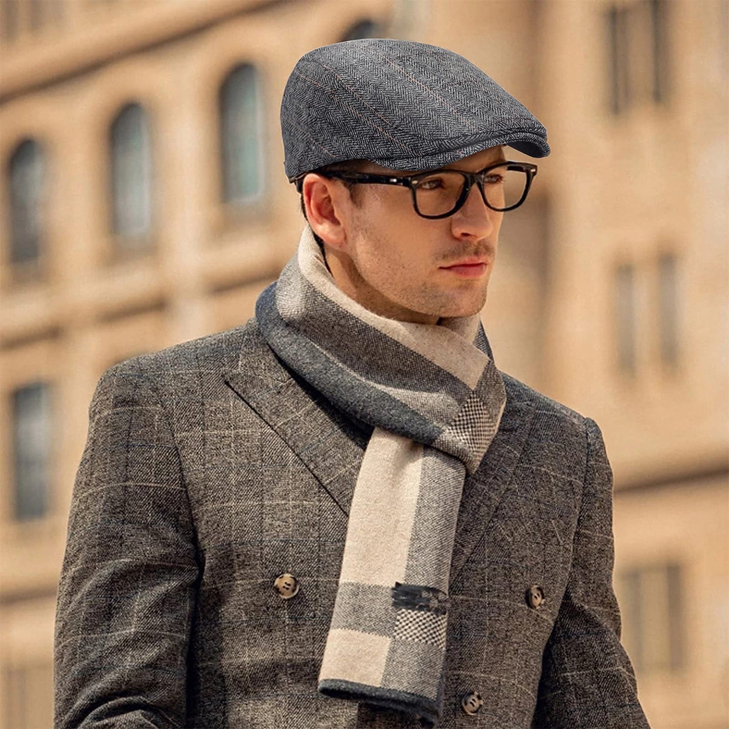 besbomig Schiebermütze Barret Flat Cap Schirmmütze für Herren Damen, Gatsby Newsboy Cap Baskenmützen Golfermütze, Frühling Herbst Winter, 55-59cm