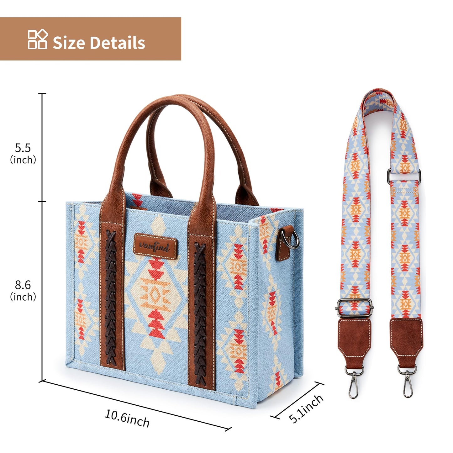 KALIDI Tote Bag for Women – Aztec Pattern Canvas Shoulder Bag