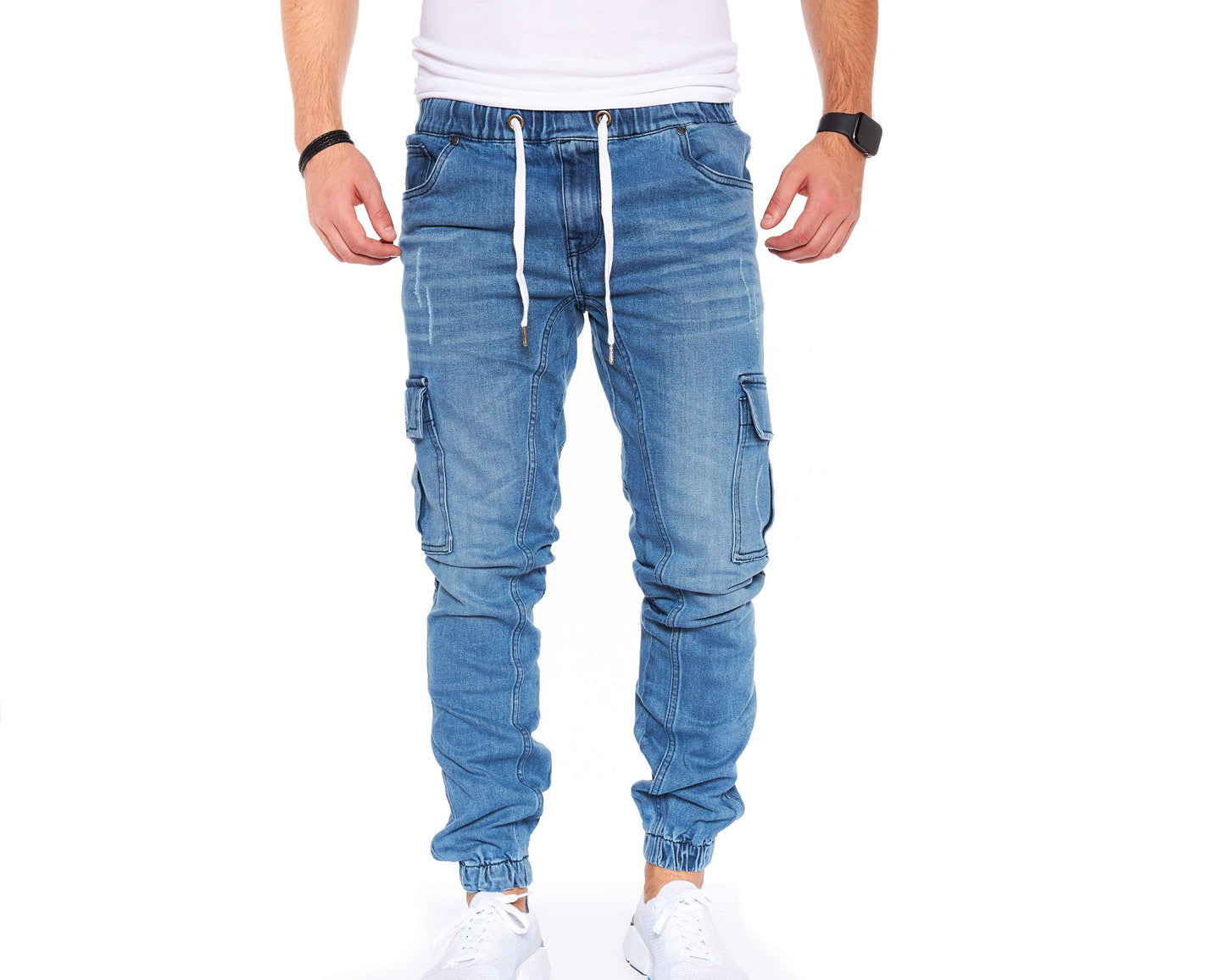 Men’s Cargo Jeans – Regular Slim Fit Denim Joggers