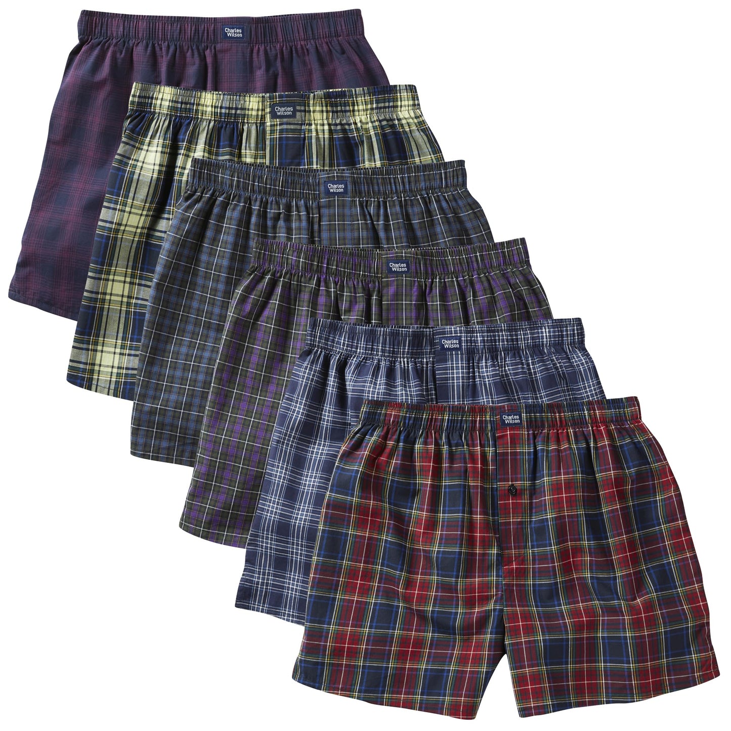 Charles Wilson Men’s Woven Boxer Shorts 6-Pack