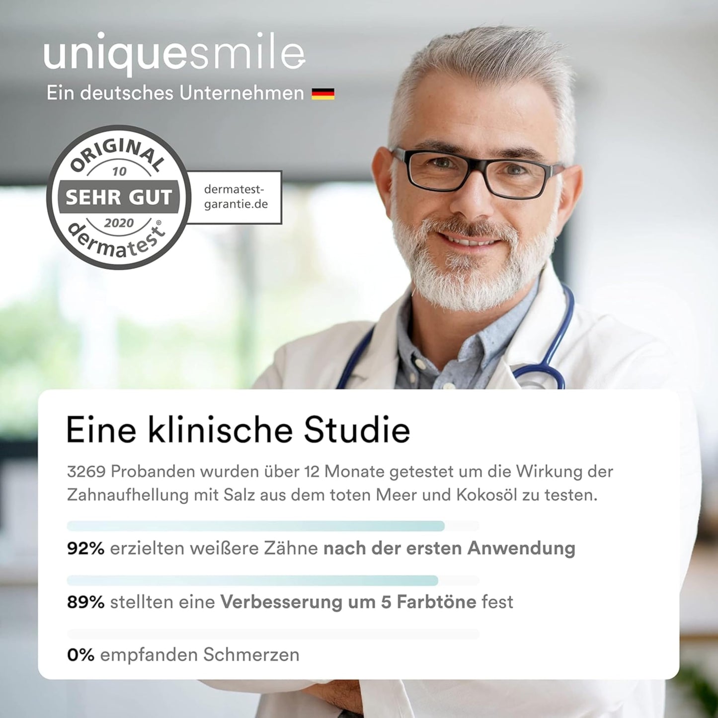 Hochwertiges Teeth whitening kit von UniqueSmile - Testsieger 2023-100 Tage risikofrei testen - All in One Bundle für Zahnaufhellung & weiße Zähne - Zahn Bleaching Set (Basic-Set)