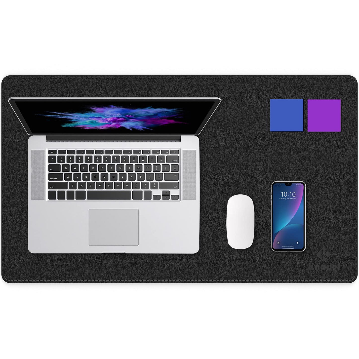 K KNODEL Tischunterlage, Schreibtischunterlage, 80 x 40cm PVC Tischunterlage, Laptop Tischunterlage, wasserdichte Schreibunterlage für Büro- oder Heimbereich, doppelseitig (Schwarz/Schwarz)