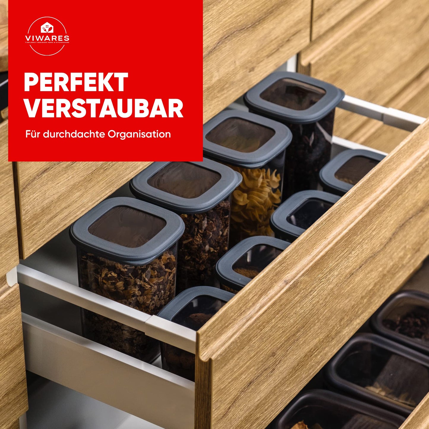 Viwares Vorratsdosen mit Deckel Luftdicht, 12er Vorratsbehälter Set BPA-Frei, Vorratsdose zur Müsli Mehl Aufbewahrung Küche, Praktische Organizer Küche, Frischhaltedosen für Lebensmittelaufbewahrung