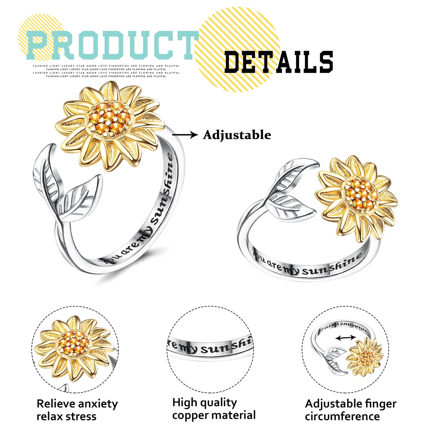 Adramata 2-Piece Anxiety Spinner Rings for Women