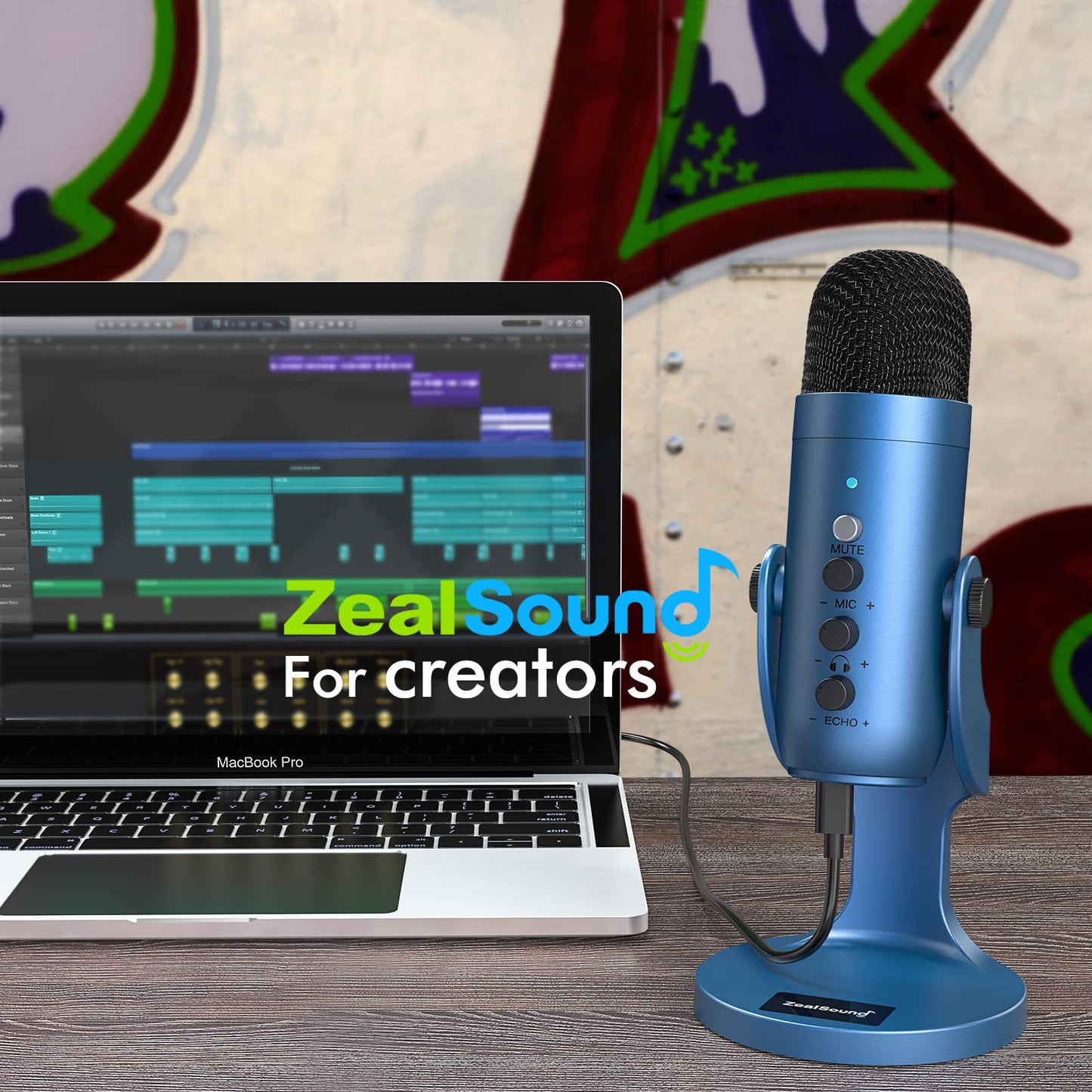 zealsound USB Mikrofon, Kondensator Mikrofon für PC Handy, PS4, PS5, Microphone PC USB C für Gaming, Podcast,Aufnahmen,Streaming,ASMR mit Stumm/Gain/Echo, Adapter für Phone,Kompatibel mit Mac, Winows