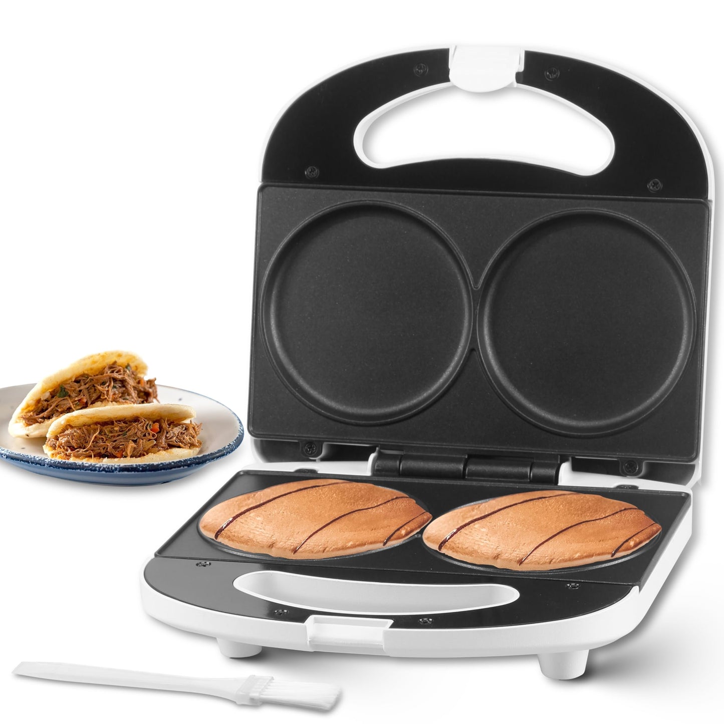 SugarWhisk Mini Waffeleisen Kinder, Doppelwaffeleisen, Kleines Waffeleisen mit Antihaftbeschichtung, Mini Waffle Maker, für Familienfeiern, Kindergeburtstage, Ostern oder Weihnachten, Weiß