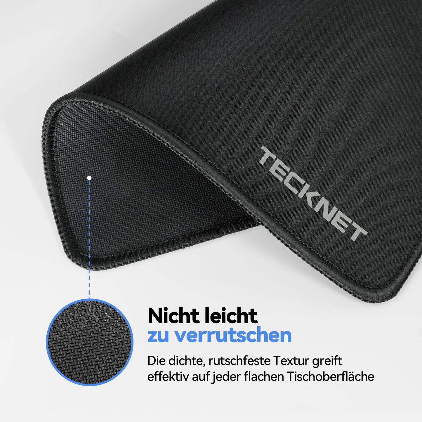 TECKNET Mauspad, 3 Pack Mousepad 270 x 210 mm, wasserdichte Gaming Mauspad Mausmatte mit vernähte Kanten, rutschfeste Gummiunterseite, Glatte Oberflächen, Geeignet für Computer, Laptop und PC