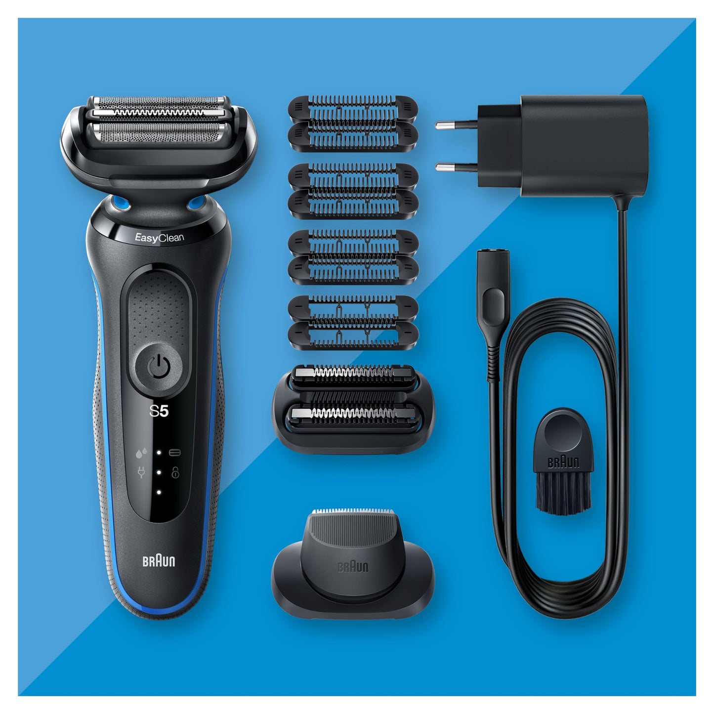 Braun Series 5 Elektrorasierer mit EasyClick Barttrimmer Aufsatz, Rasierer Herren Elektrisch Ladestation, EasyClean, Wet & Dry, rasierapparat, trockenrasierer, Made in Germany, 51-M4500cs, mintgrün