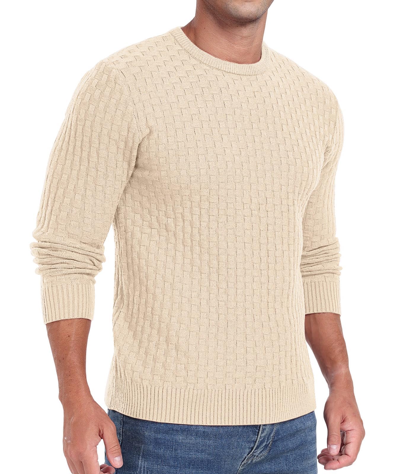 Sailwind Men’s Crew Neck Waffle Knit Sweater