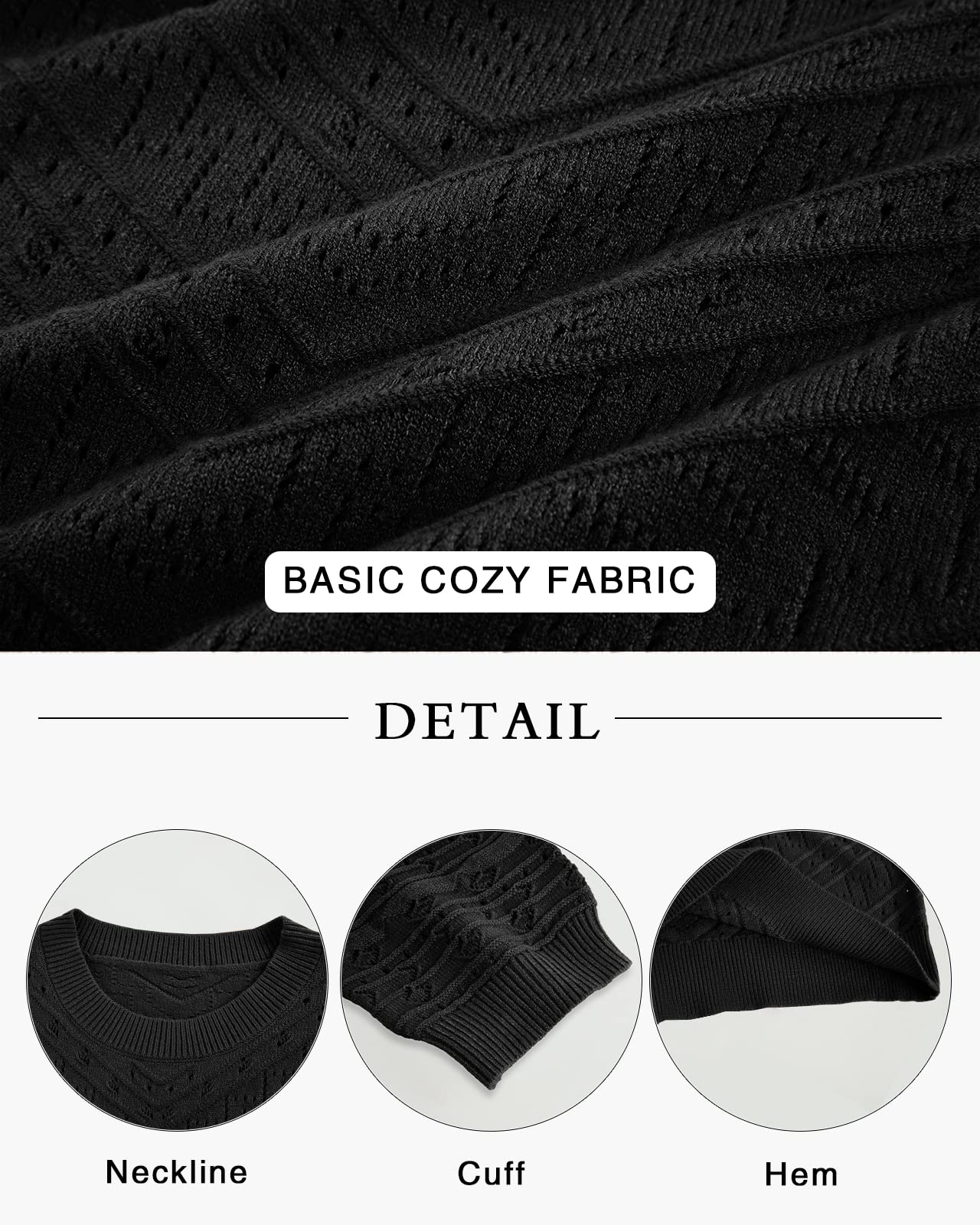 Women's Short Sleeve Knit Sweater – Casual Round Neck Puff Sleeve Pullover