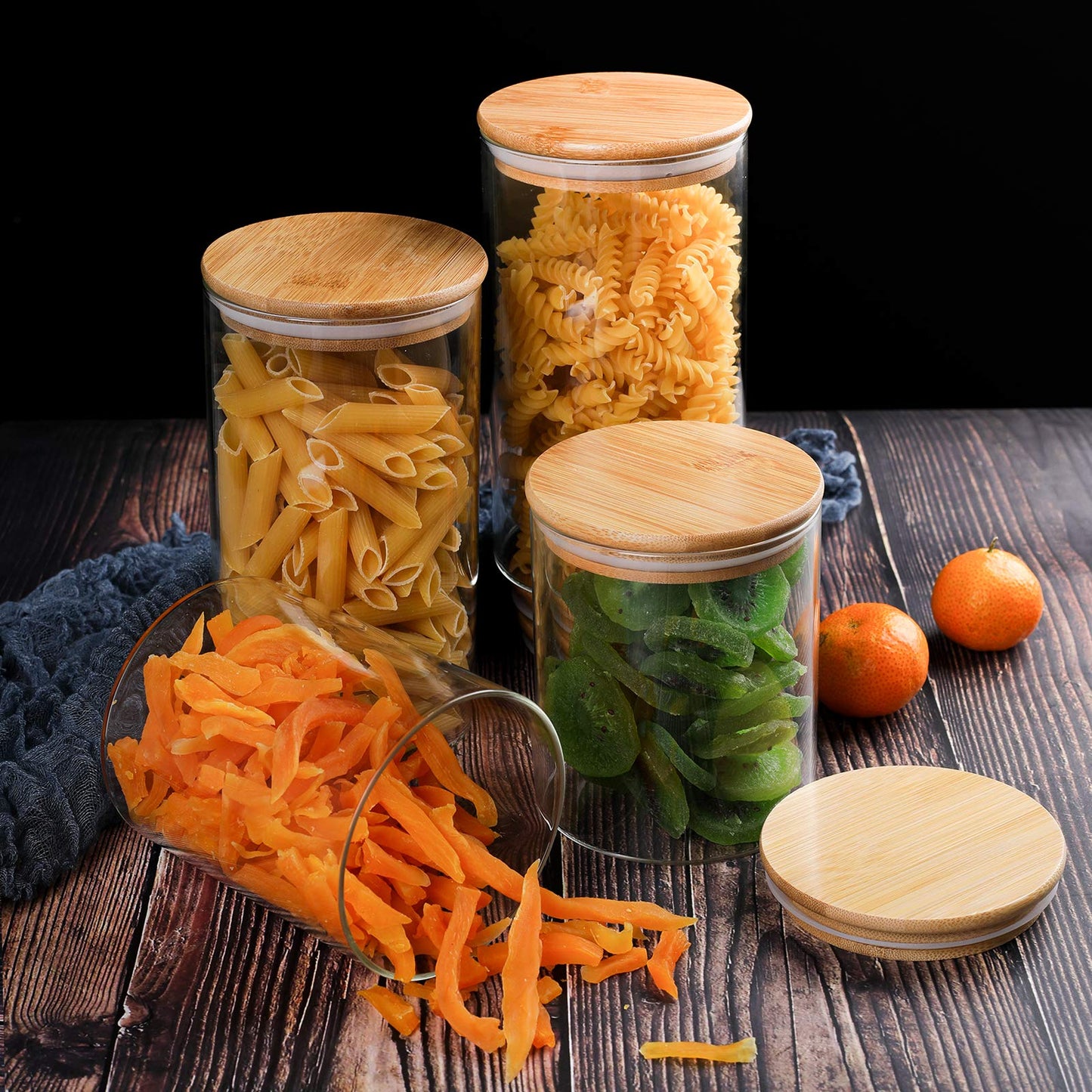 LIBWYS 12er Set Vorratsgläser mit Deckel Eckig Vorratsdose Glas - in 3 Größen: 720ml;1150 ml; 1580 ml - 12pcs Plus Edition