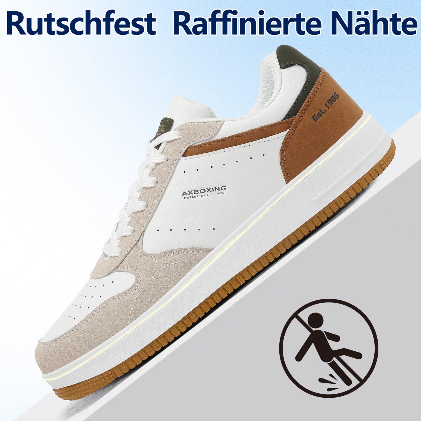 AX BOXING Men’s Casual Trainers – Lightweight Breathable Faux Leather Sneakers