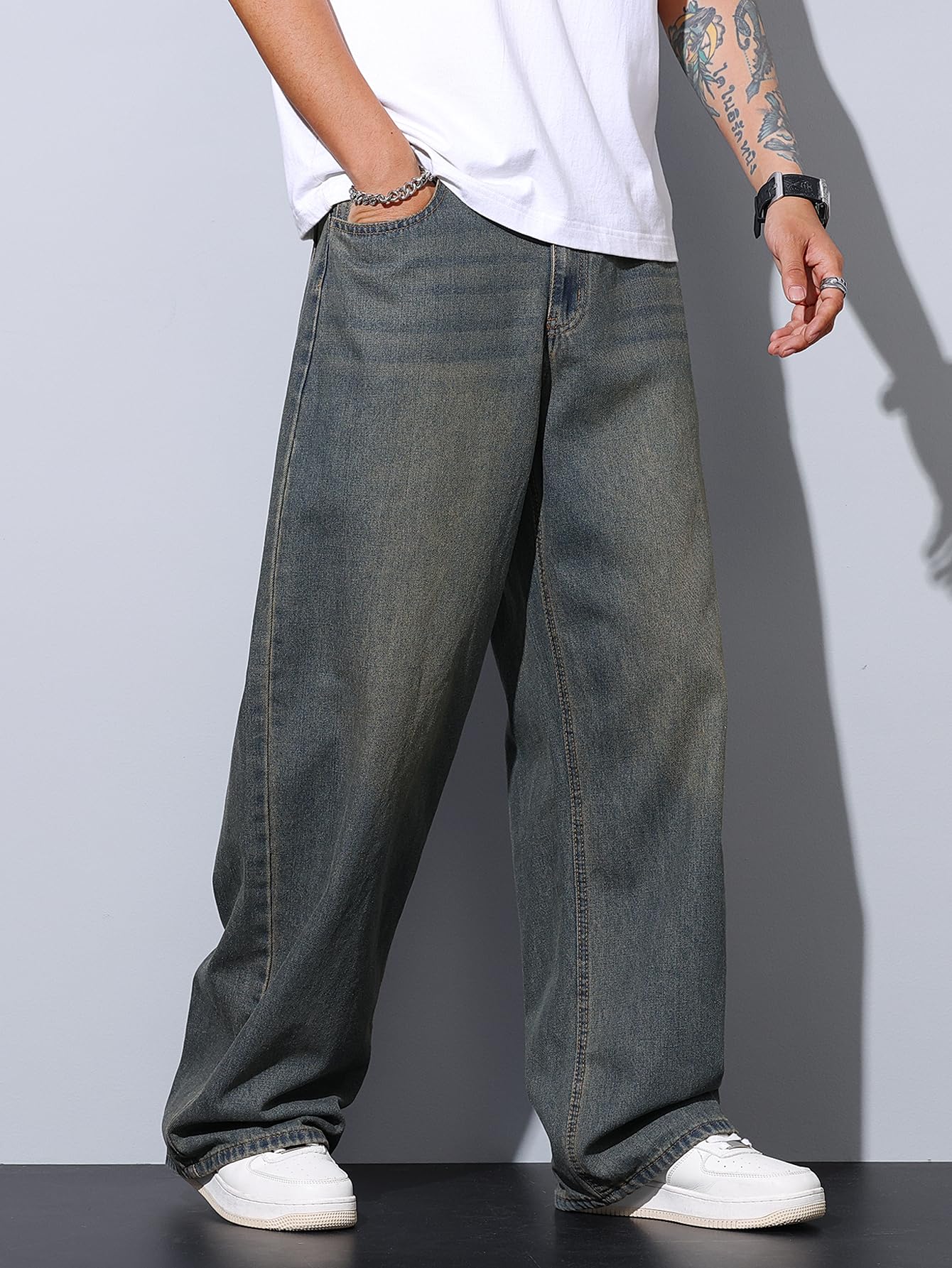 Zewool Men’s Irregular Seam Baggy Jeans