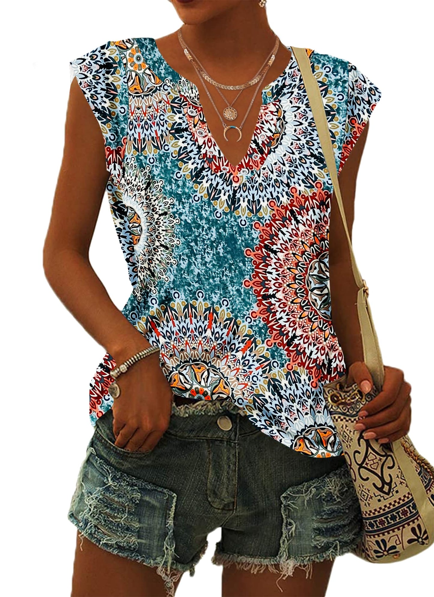 PLOKNRD Women's V-Neck Summer T-Shirt
