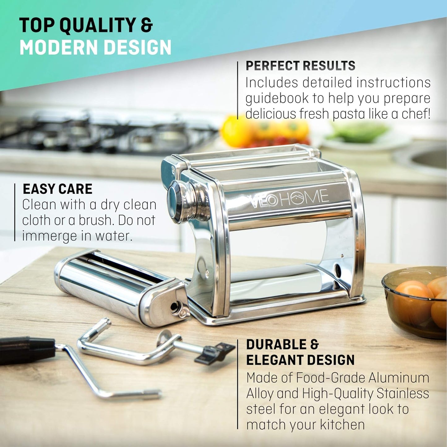 Manuelle Nudelmaschine mit Trockner - Multi-Pasta Edelstahl Rostfrei Italienische Flachteigmaschine 7 stufig einstellbar, scharfem Messer Klemme - Frische hausgemachte Nudeln, Spaghetti, Lasagne