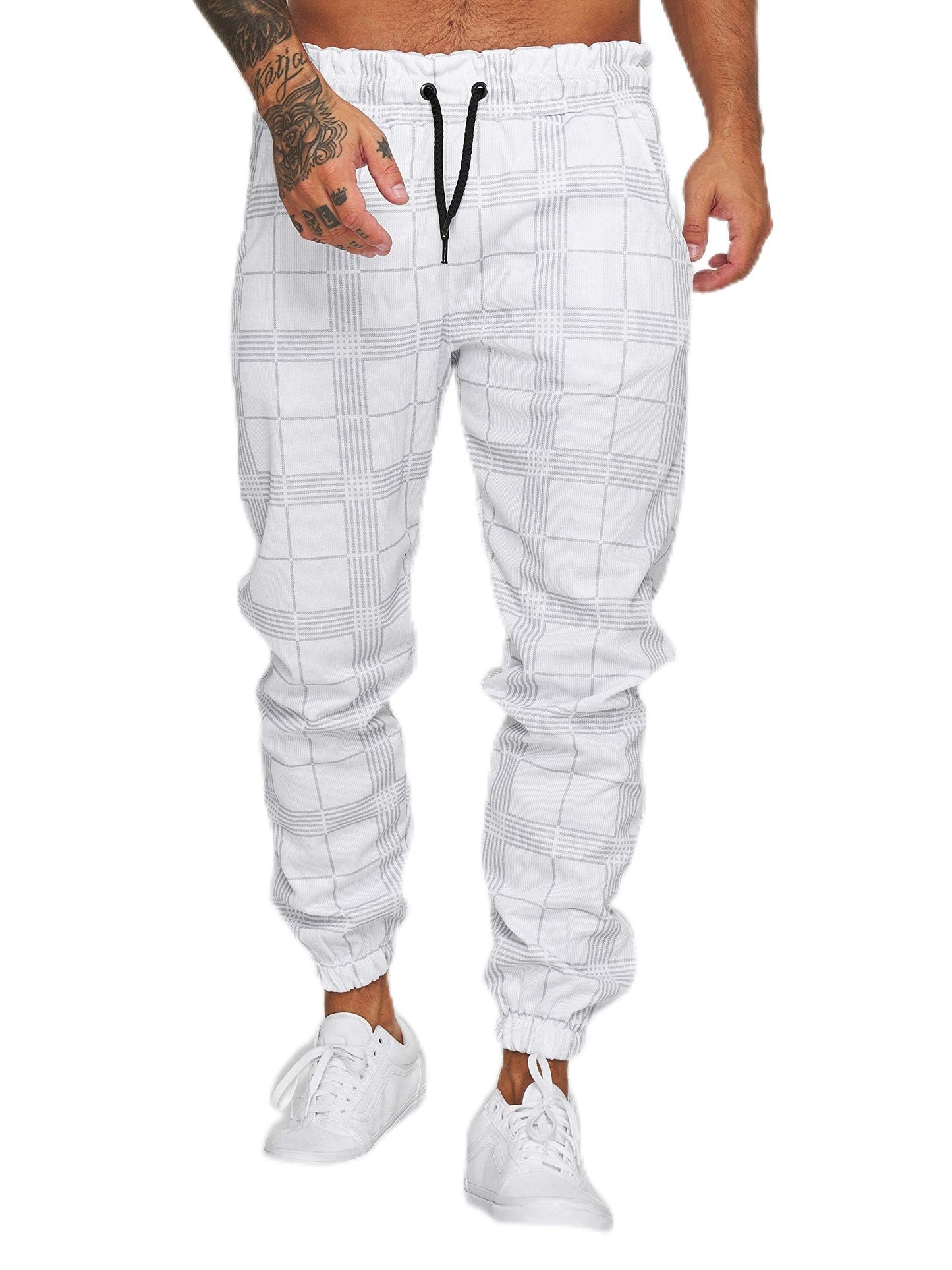 Men's Loose Fit Plaid Jogger Sweatpants