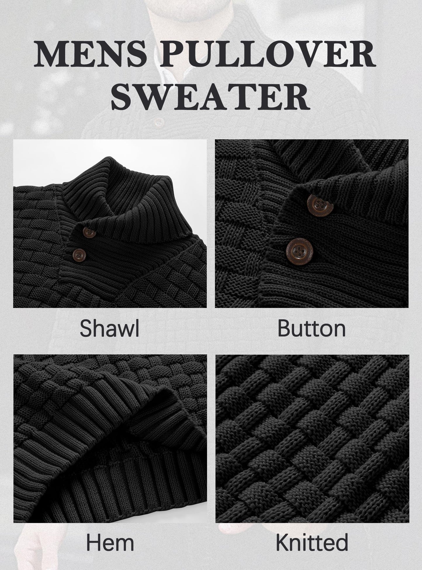 HYPESTFIT Men’s Mock Neck Sweater – Textured Knit Pullover