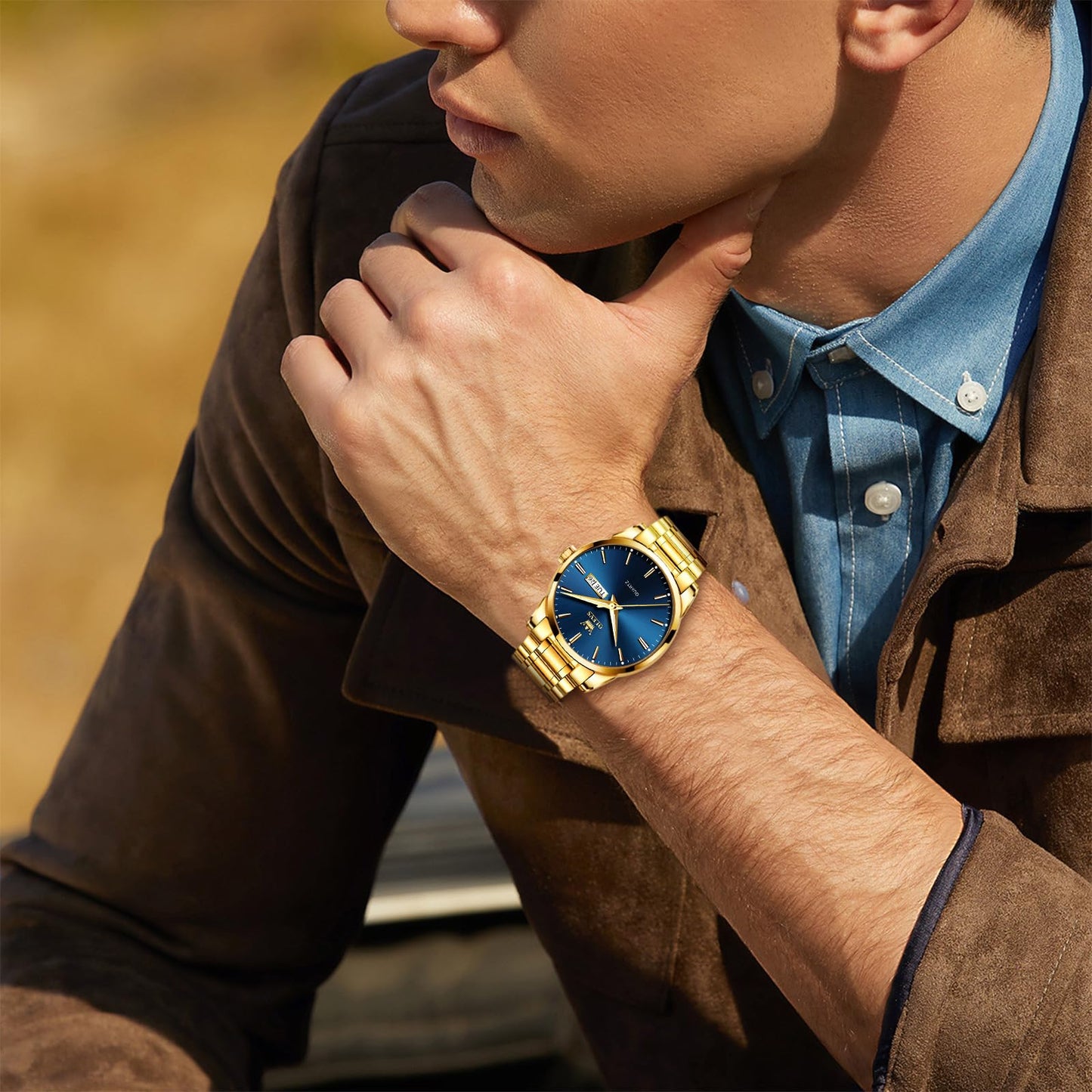 OLEVS Uhren Herren, Analoge Quarz Leucht Armbanduhr, wasserdichte Datum Edelstahl Herrenuhr, Klassische Mode Business Freizeituhren, Elegantes Geschenk für Männer