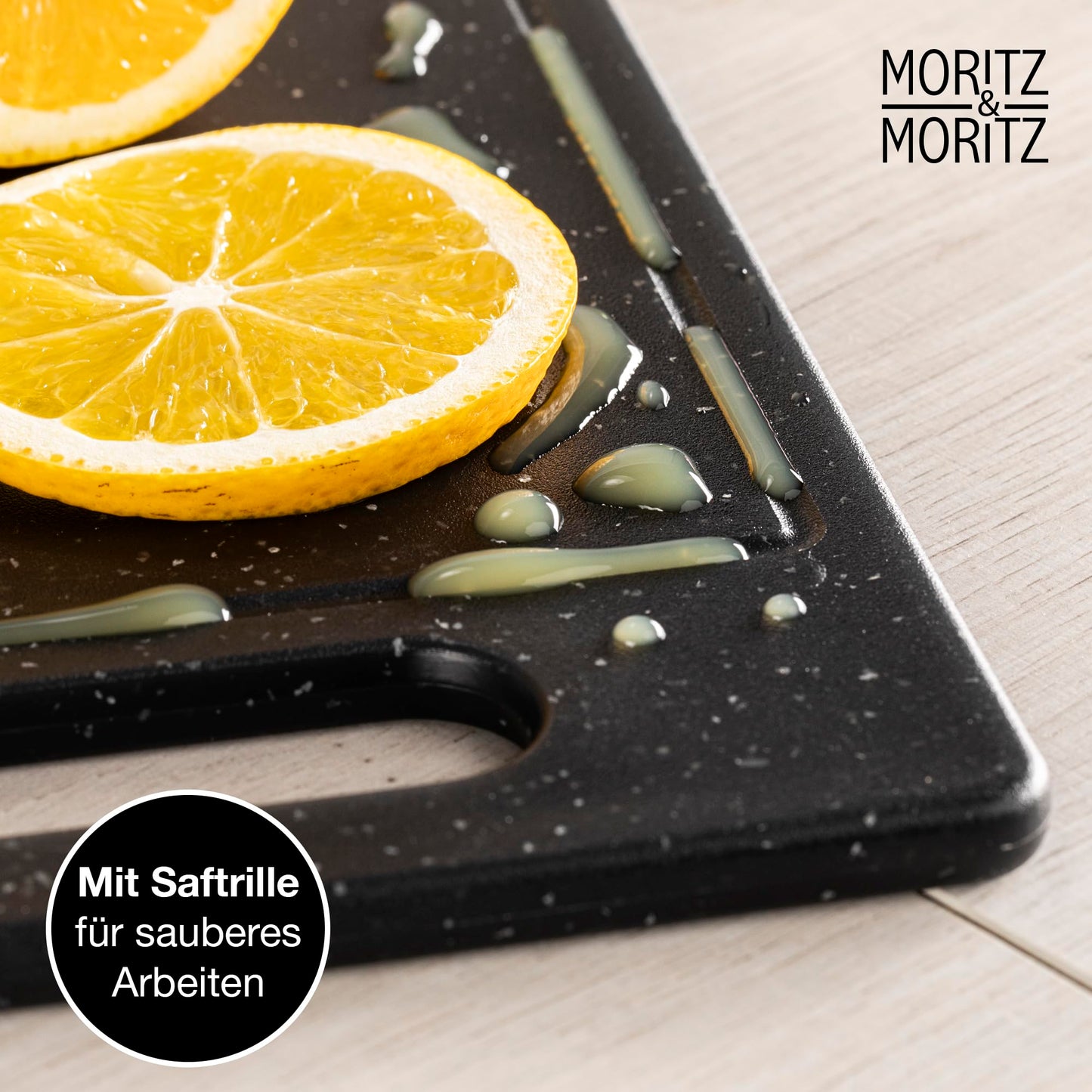 Moritz & Moritz 2x Schneidebrett Kunststoff Set in Granit Optik - 25 x 15 cm - Schneidebretter BPA frei - Frühstücksbrettchen - Schneidebrett Set hygienisch und spülmaschinenfest