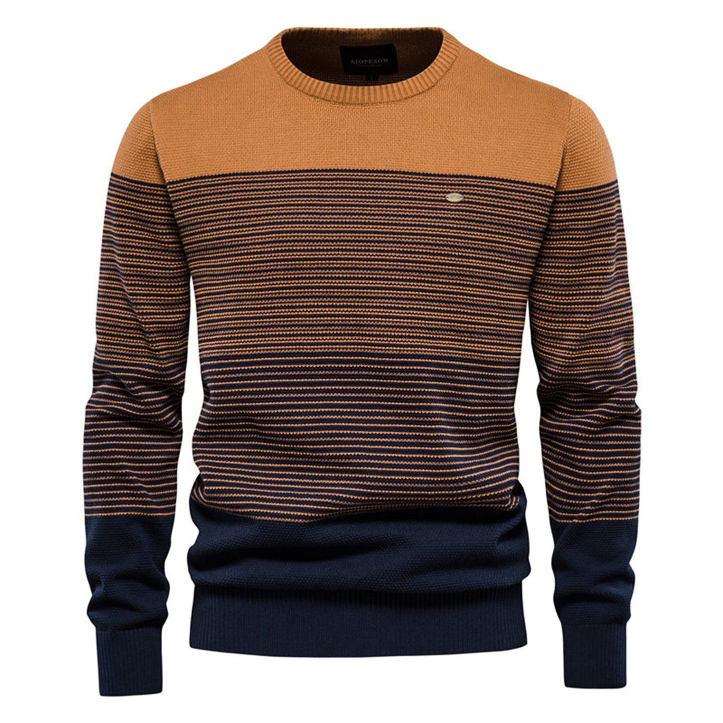SSBZYES Men’s Striped Contrast Sweater – Slim Fit Crewneck Pullover
