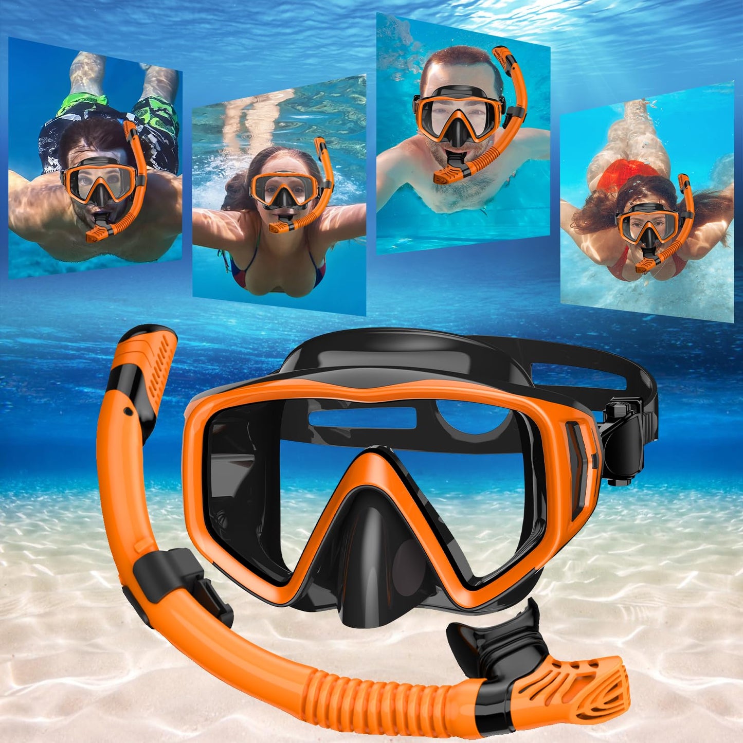 JEMULICE Schnorchelset Erwachsene, Schnorcheln Set mit Taucherbrille und Dry Schnorchel für Herren und Damen, Anti-Leck & Anti-Fog Tauchmaske aus Gehärtetem Glas für Tauchen, Schnorcheln und Schwimmen