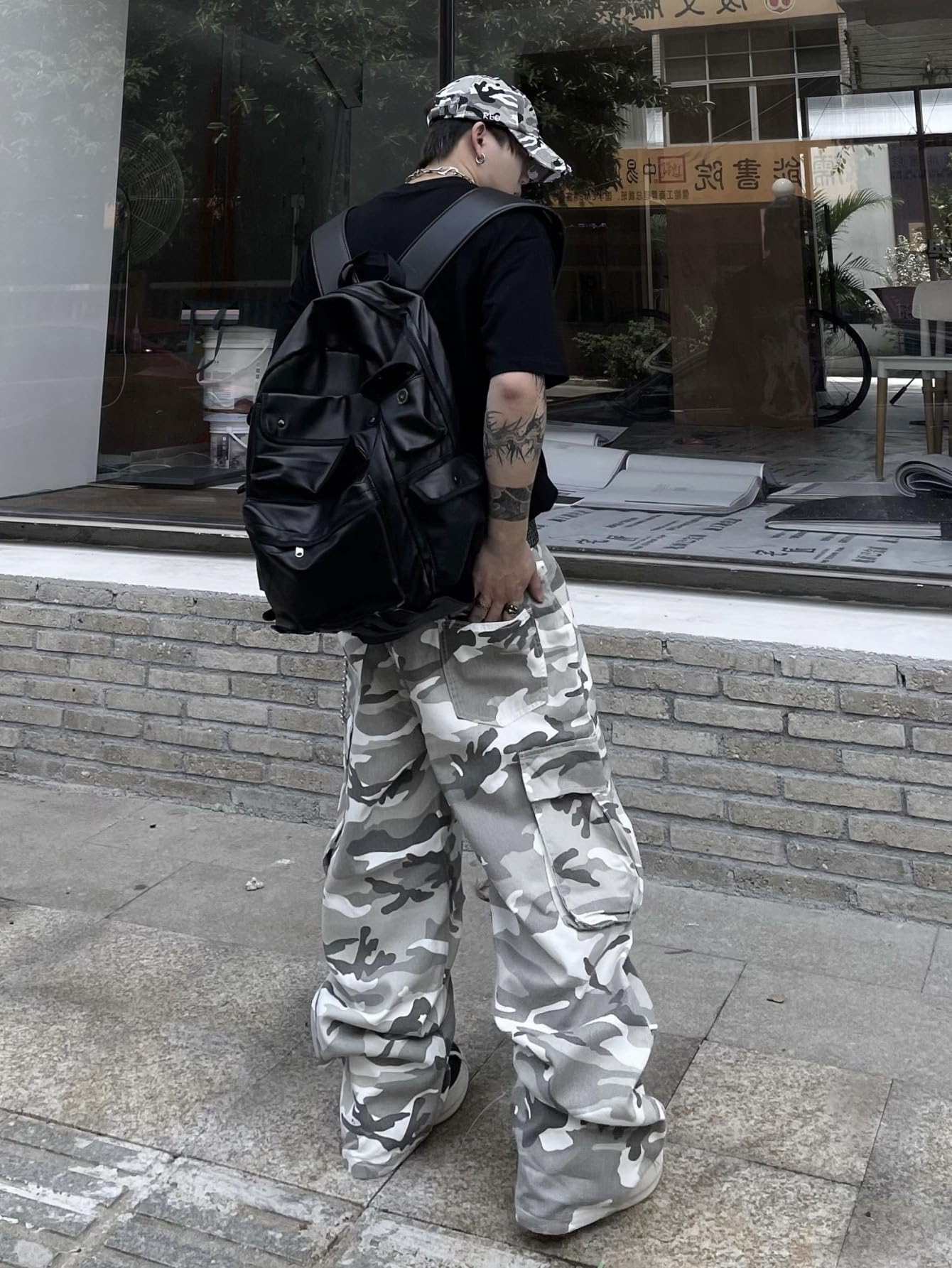 Zewool Men’s Casual Wide-Leg Denim Cargo Pants – Medium Weight Baggy Jeans