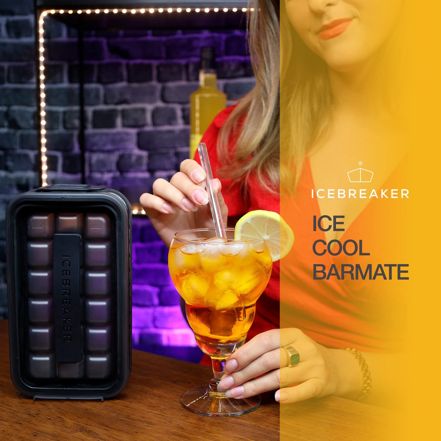 ICEBREAKER POP 2.0 ice cube tray - Make and serve ice without touching the ice - The hygienic ice container for the freezer - Silicone container with lid - 18 ice cubes (2 pieces)