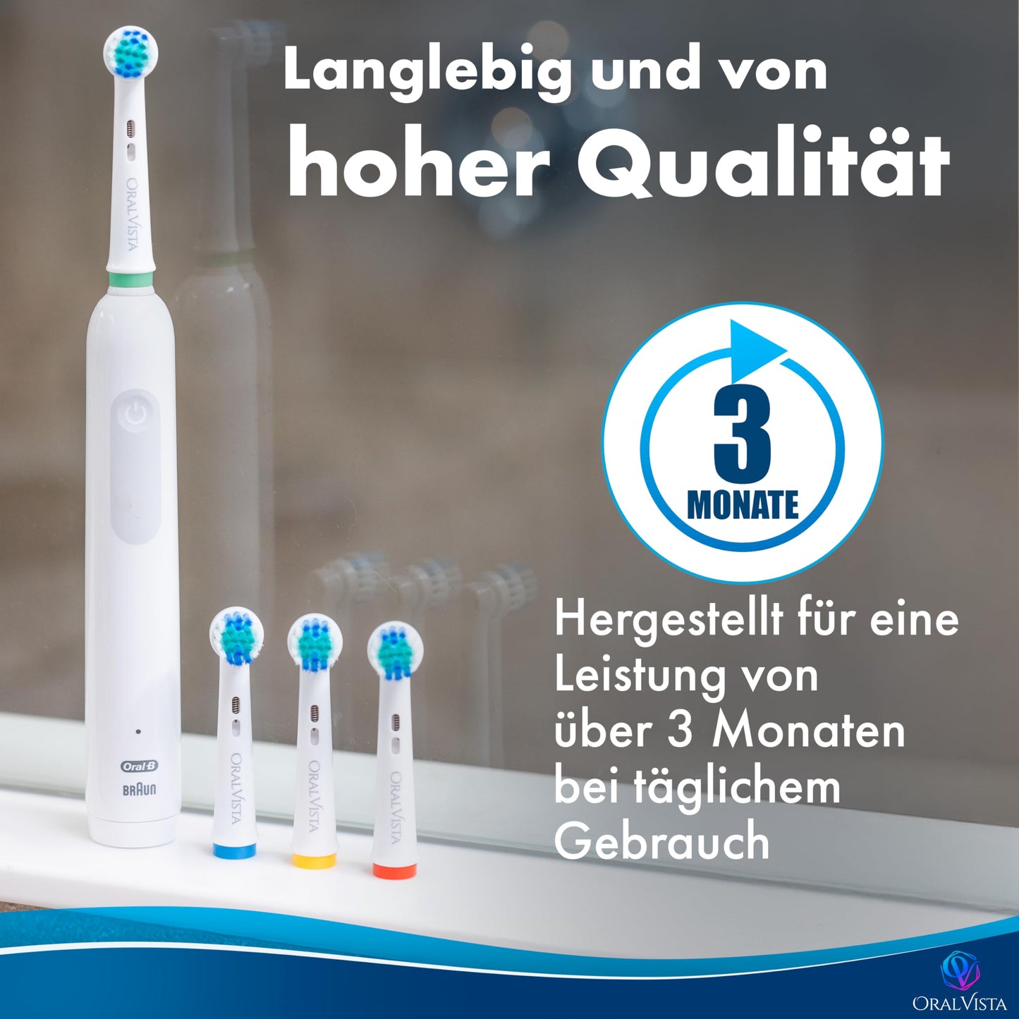 OralVista Elektrische Zahnbürstenköpfe, 8er-Pack kompatibel mit Oral B Aufsteckbürsten, Zahnbürstenaufsatz Oral B für empfindliches Zahnfleisch, tiefe Reinigung, Hochwertige Borsten einfache Passform