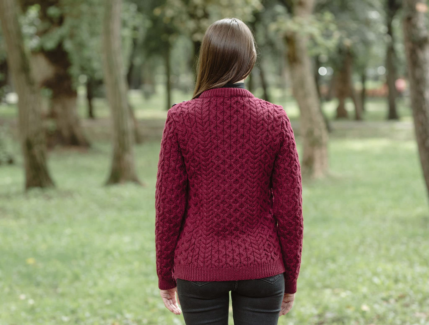 SAOL Women’s Merino Wool Sweater – Aran Knit with Side Buttons