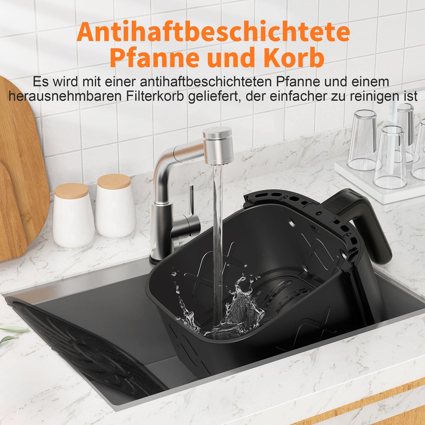 CROWNFUL Luftfritteuse 6,2L, XXL Heißluftfriteuse Elektrische 8 in 1 Öllose Herd, Heissluft Fritteusen mit LCD Touchscreen und 8 Voreinstellungen, präzise Temperaturregelung, Nonstick Korb