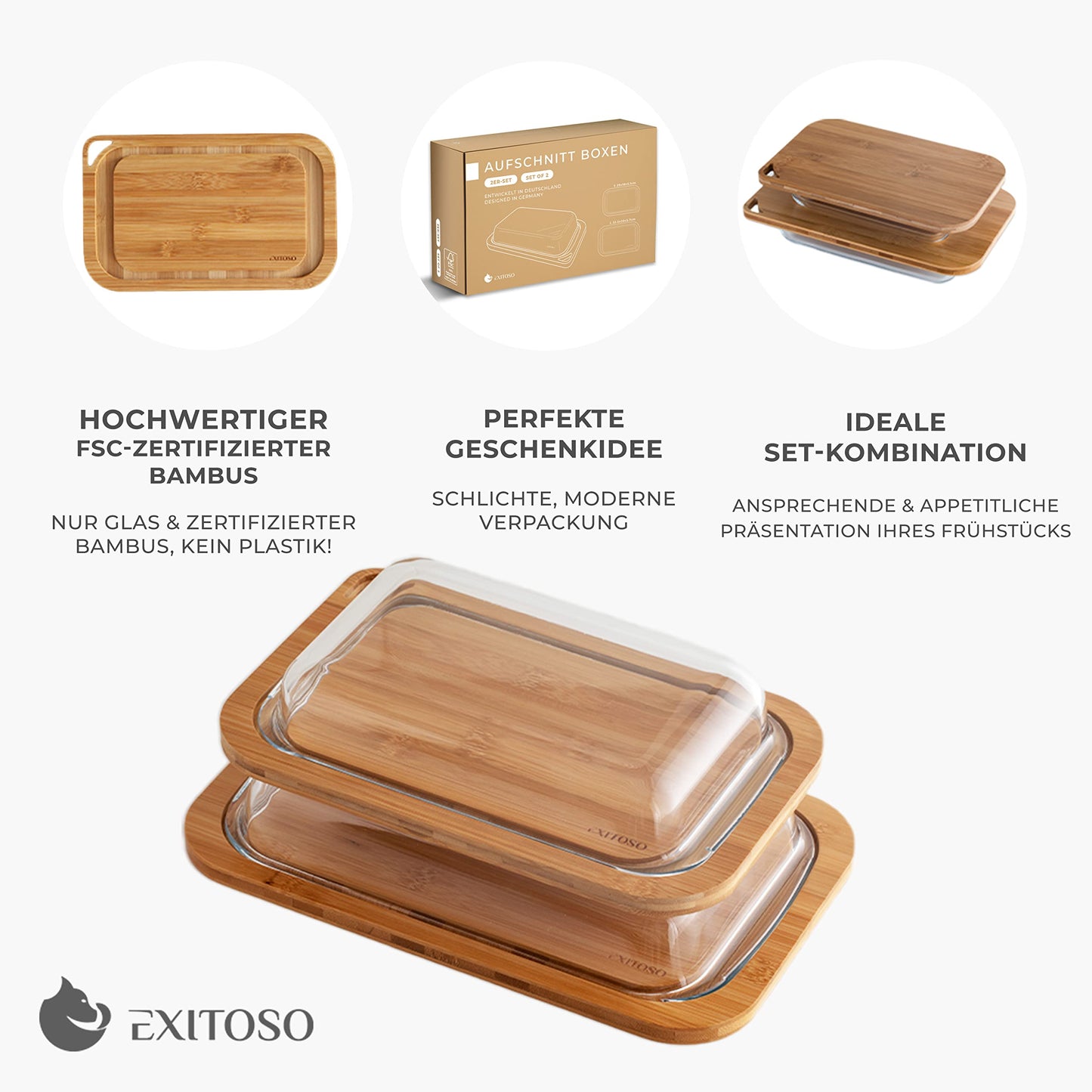 Exitoso 3-Piece Innovative Chopping Board Set | Non-Slip with Juice Groove and Handle | Dishwasher Safe | Antibacterial | Grey/Black Plastic
