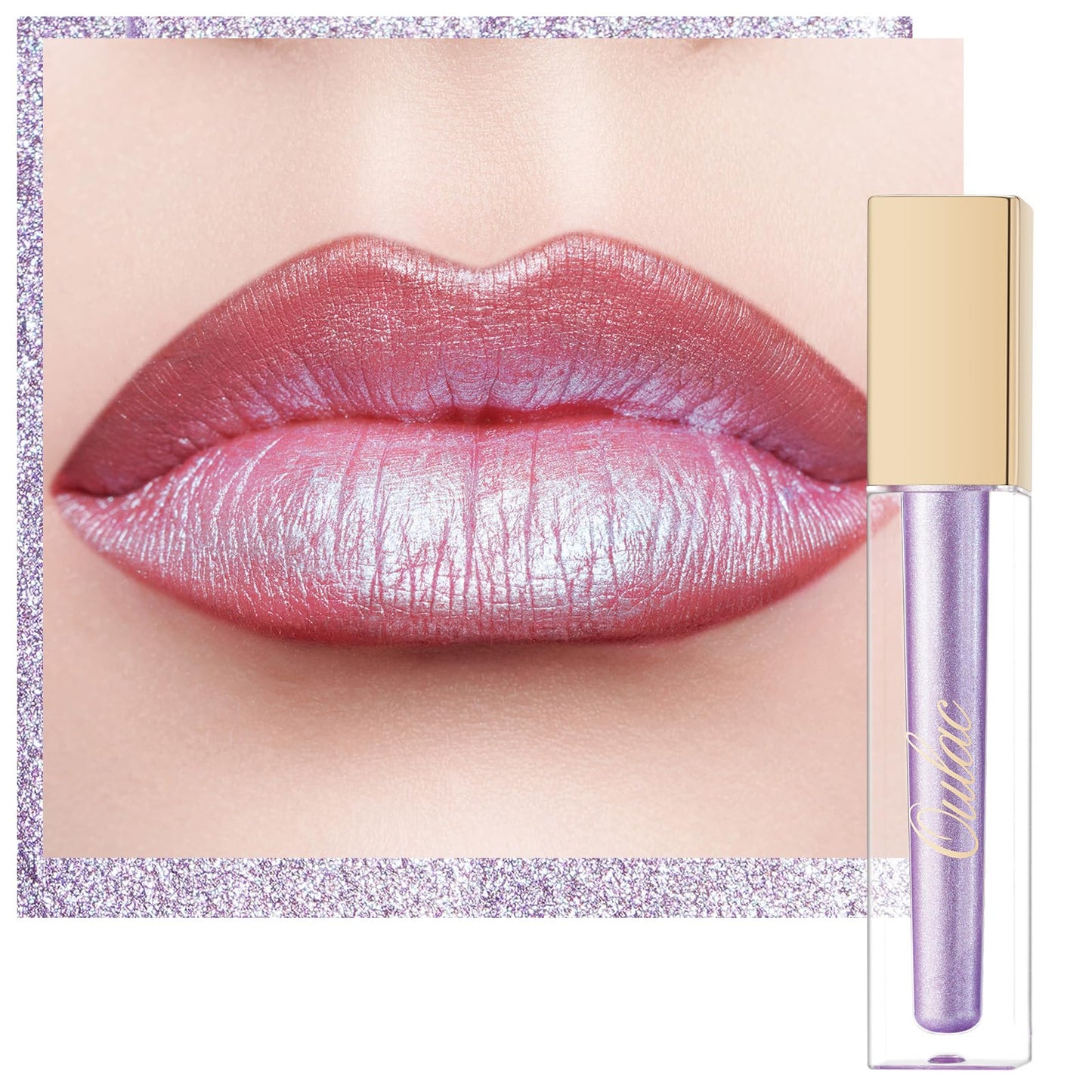 Oulac Metallic Glitter 2-in-1 Lipstick Eyeshadow Long-Lasting Waterproof High-Pigment