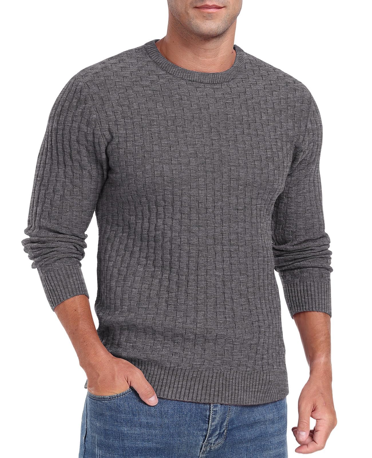 Sailwind Men’s Crew Neck Waffle Knit Sweater
