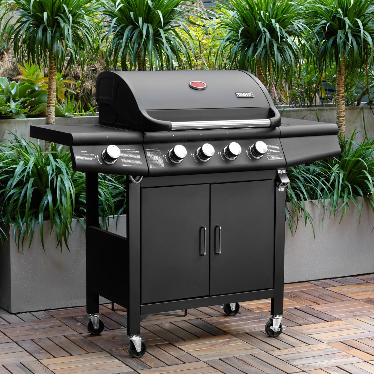 TAINO RED 4+1 Gas Grill Grill Cart BBQ Stainless Steel Burner Gas Grill with Side Burner