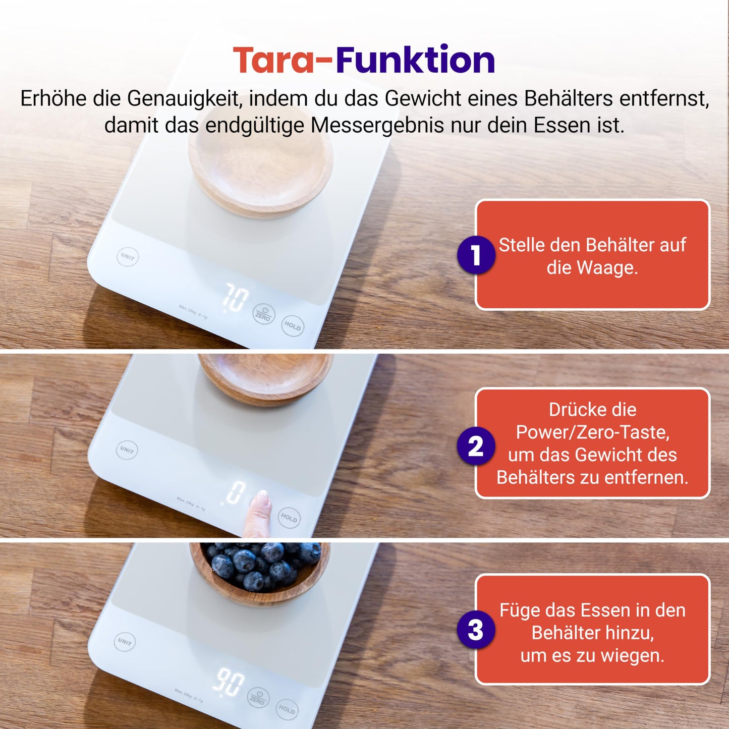 ETEKCITY Küchenwaage, digital 5KG mit großem LCD-Display,Digitalwaage, Briefwaage mit Großer Edelstahl Wiegefläche, Flüssigkeitsmessung, hohe Präzision auf bis zu 1g, Tara-Funktion, Silber