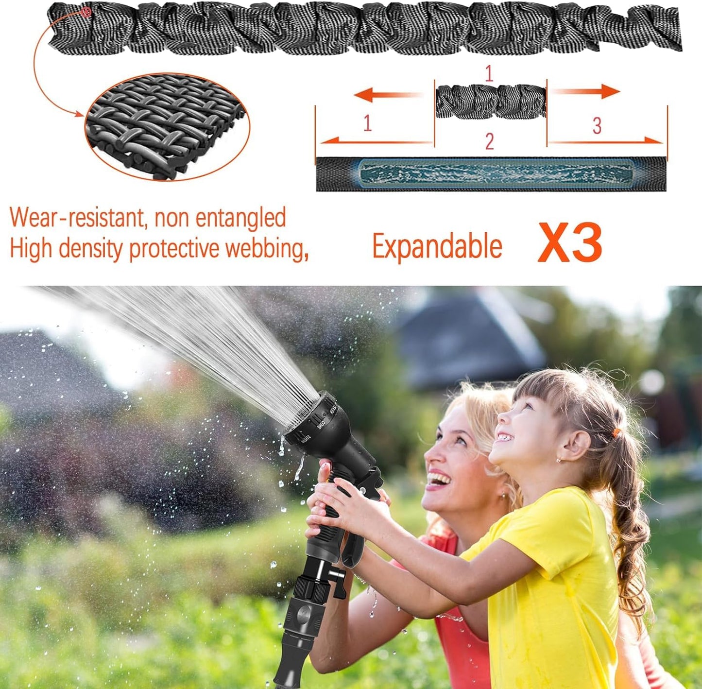 niboameu Gartenschlauch Flexibel, Wasserschlauch Dehnbar Flexibler Gartenschlauch 30 m mit 7 Funktionen Garten Handbraus, Schlauch Flexibel Bewässerung für Garten Haustier Autowäsche (100 Fuß, grün)