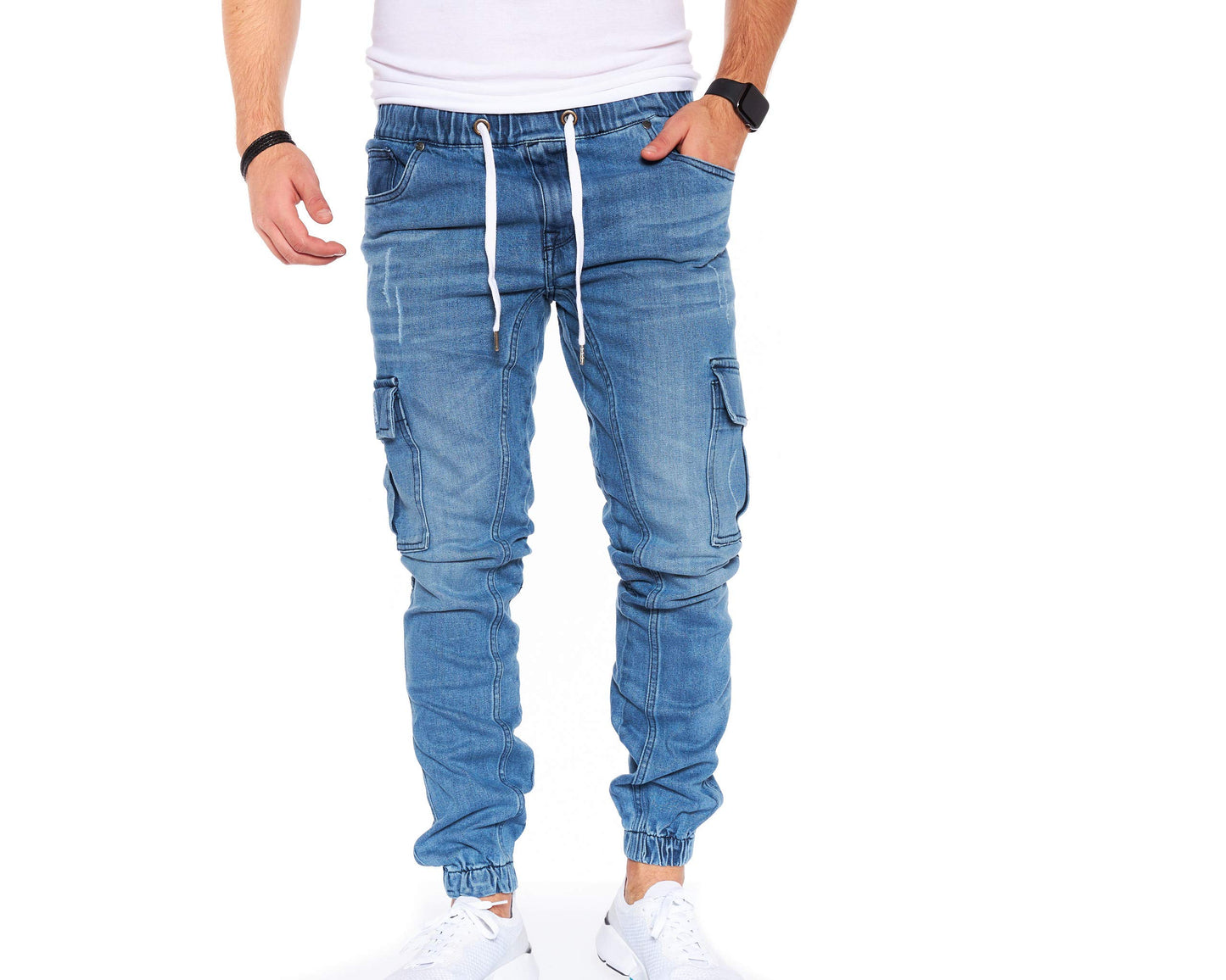 Men’s Cargo Jeans – Regular Slim Fit Denim Joggers