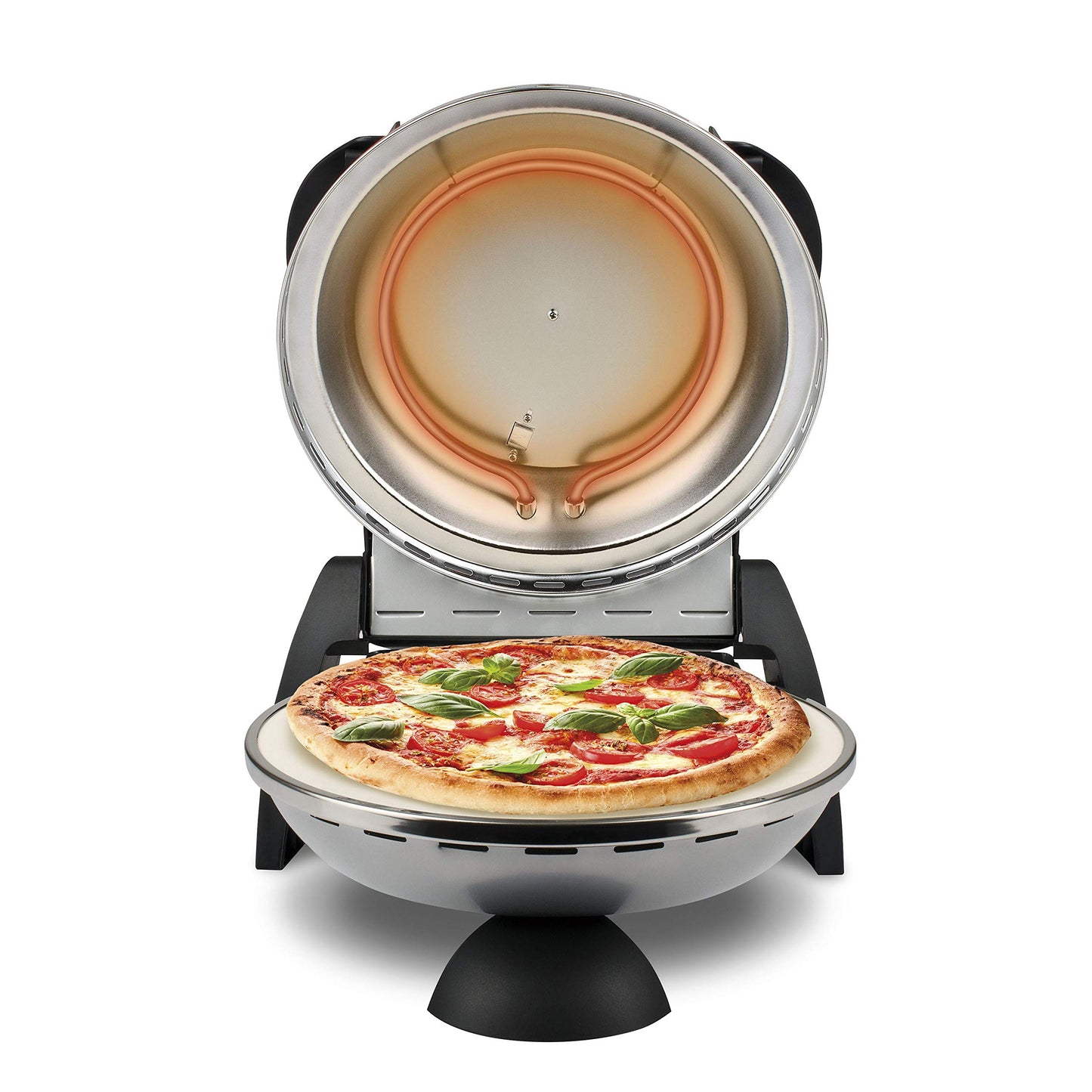 G3 FerrariPizza Äußern Vergnügen, Ofen Pizza, 1200 W, 400°C, Felsen Feuerfest (durchmesser 31 cm), Timer 5', Kochbuch inbegriffen, Schwarz, 31.6 x 31.6 x 25 cm