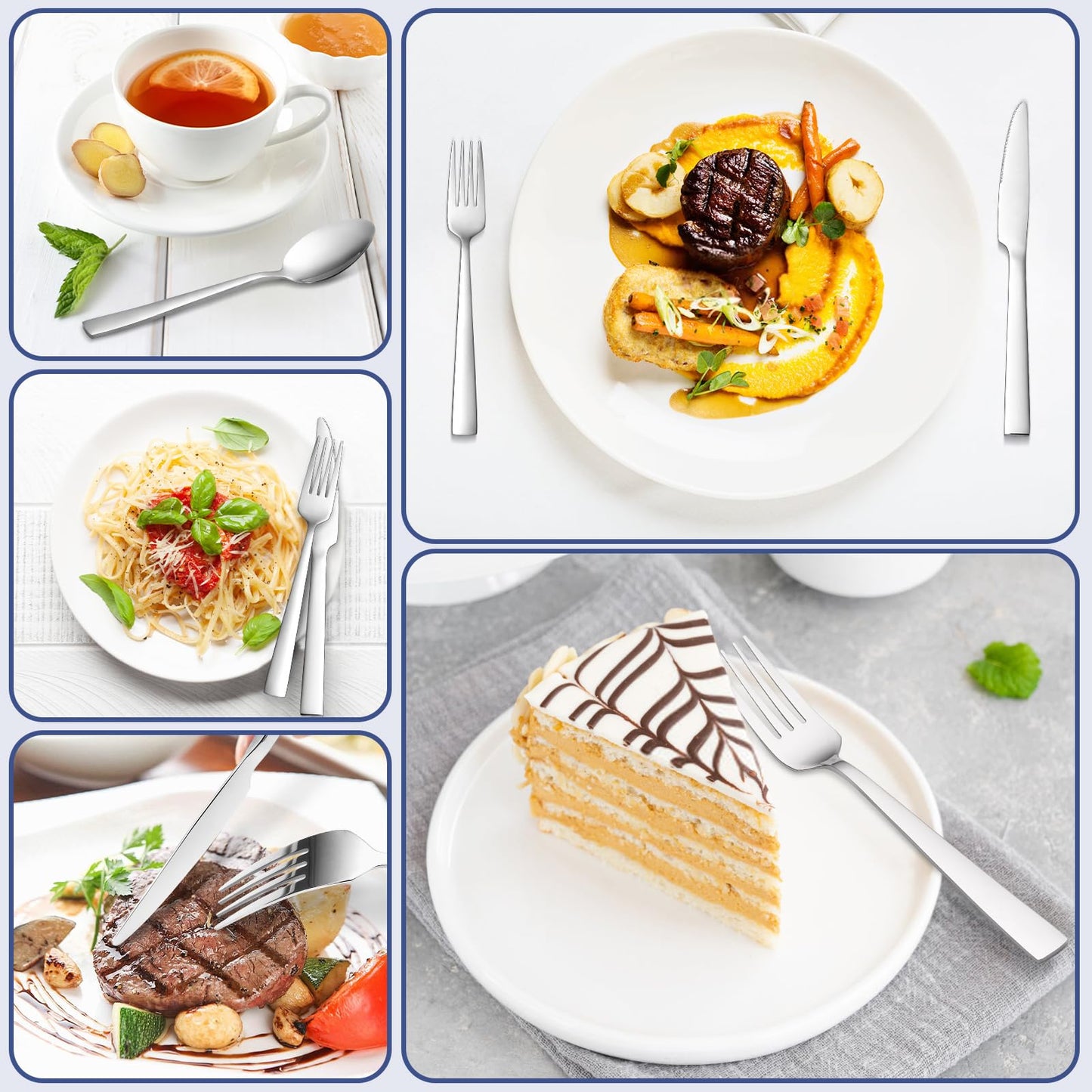 Besteck Set 6 Personen, Bastwe 36 teiliges Edelstahl Besteckset mit Steakmesser, Hochwertiges Messer Gabel Löffel für Familie/Party/Hotel, Hochglanzpoliert & Spülmaschinenfest