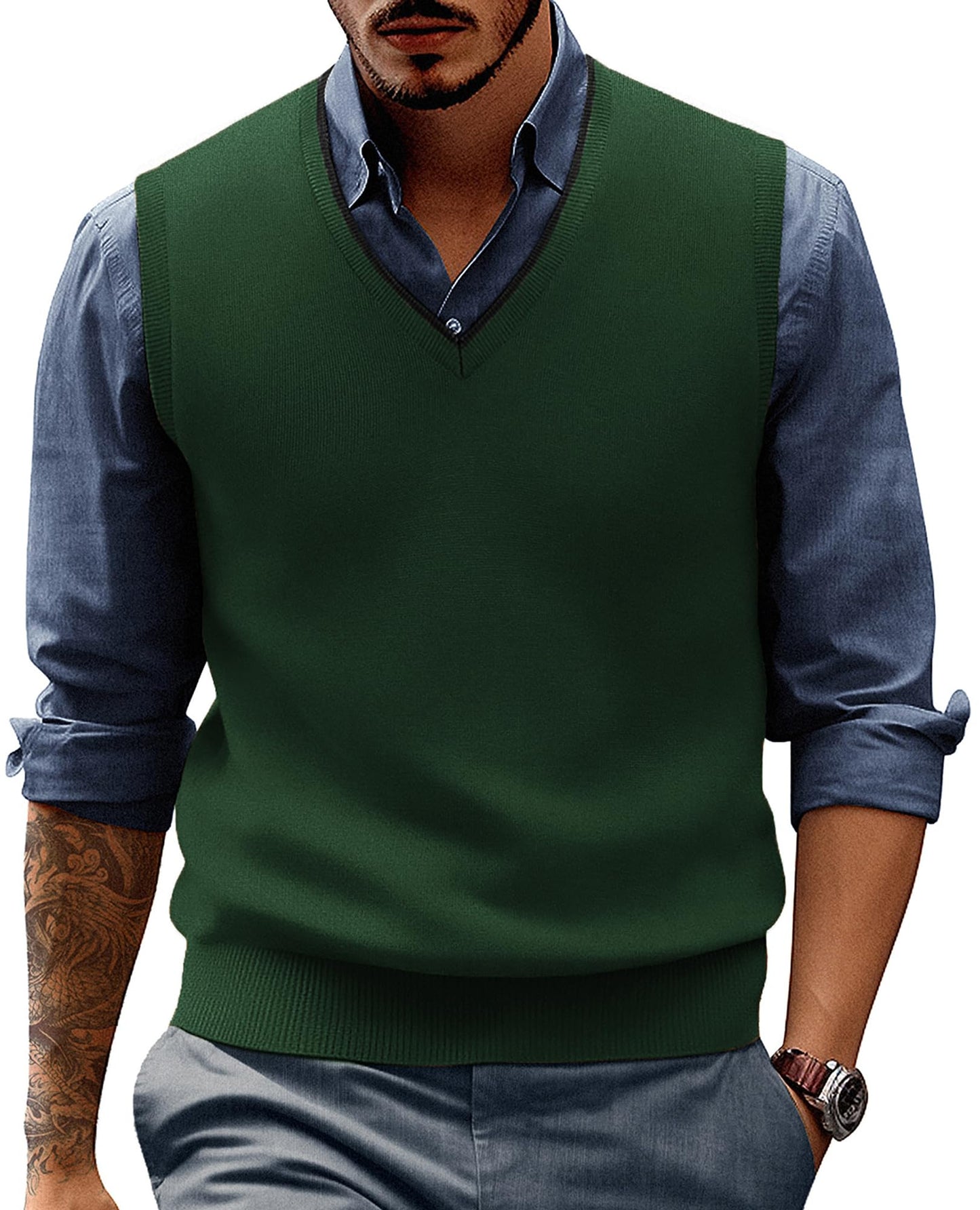 PJ PAUL JONES Men’s Sweater Vest – Wool Blend V-Neck Pullover