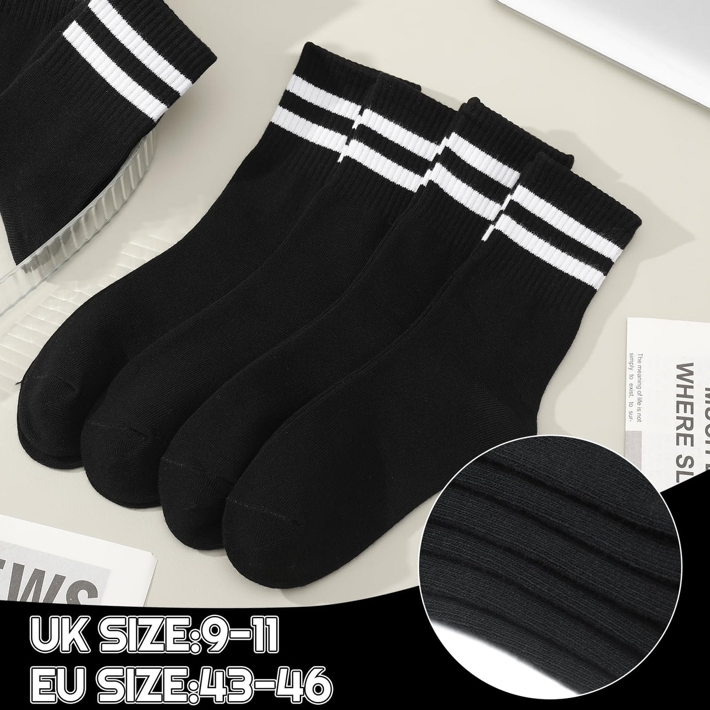 Taonganui Men’s Tennis Socks – 6-Pack Striped Cotton Sports Socks