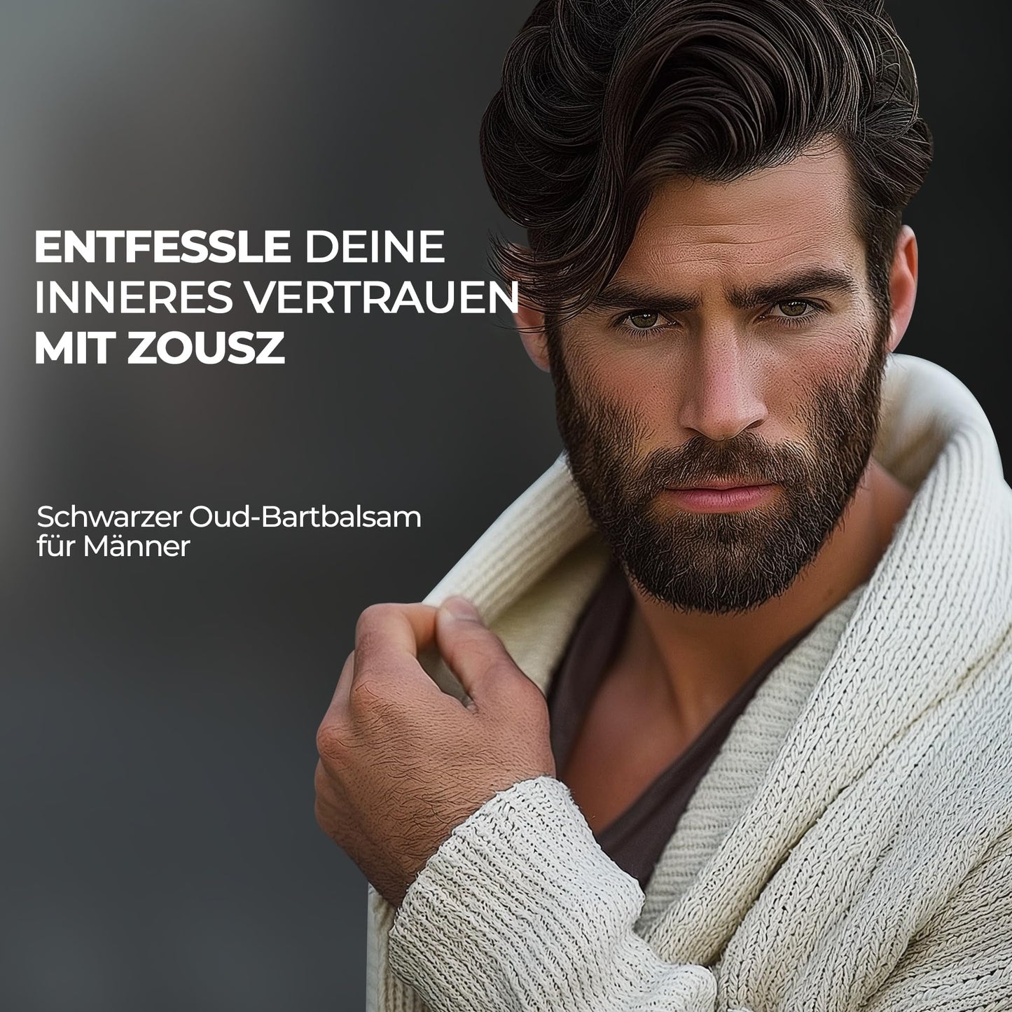 ZOUSZ Black Oud Bartbalsam für Männer mit Sheabutter – Premium-Bartbalsam/Bartspülung/Bartweichmacher Herren | Das ultimative nicht fettender Bartpflege für Männer, 50 ml