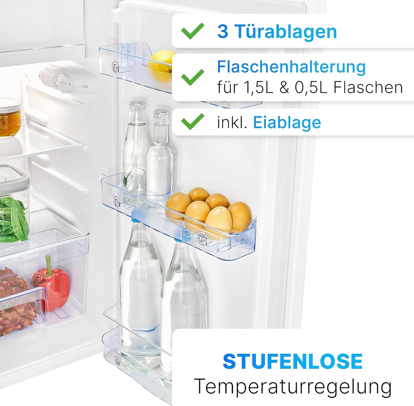 Bomann refrigerator with freezer compartment | 91L usable capacity including 8L freezer compartment | Small refrigerator | with reversible door hinge | Mini refrigerator with vegetable tray | 2 shelves | Quiet minibar | KS 7349