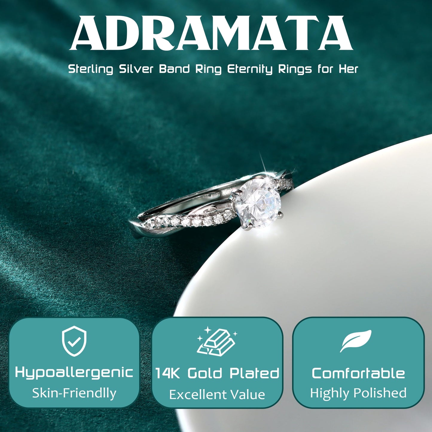 925 Sterling Silver Adjustable Ring for Women