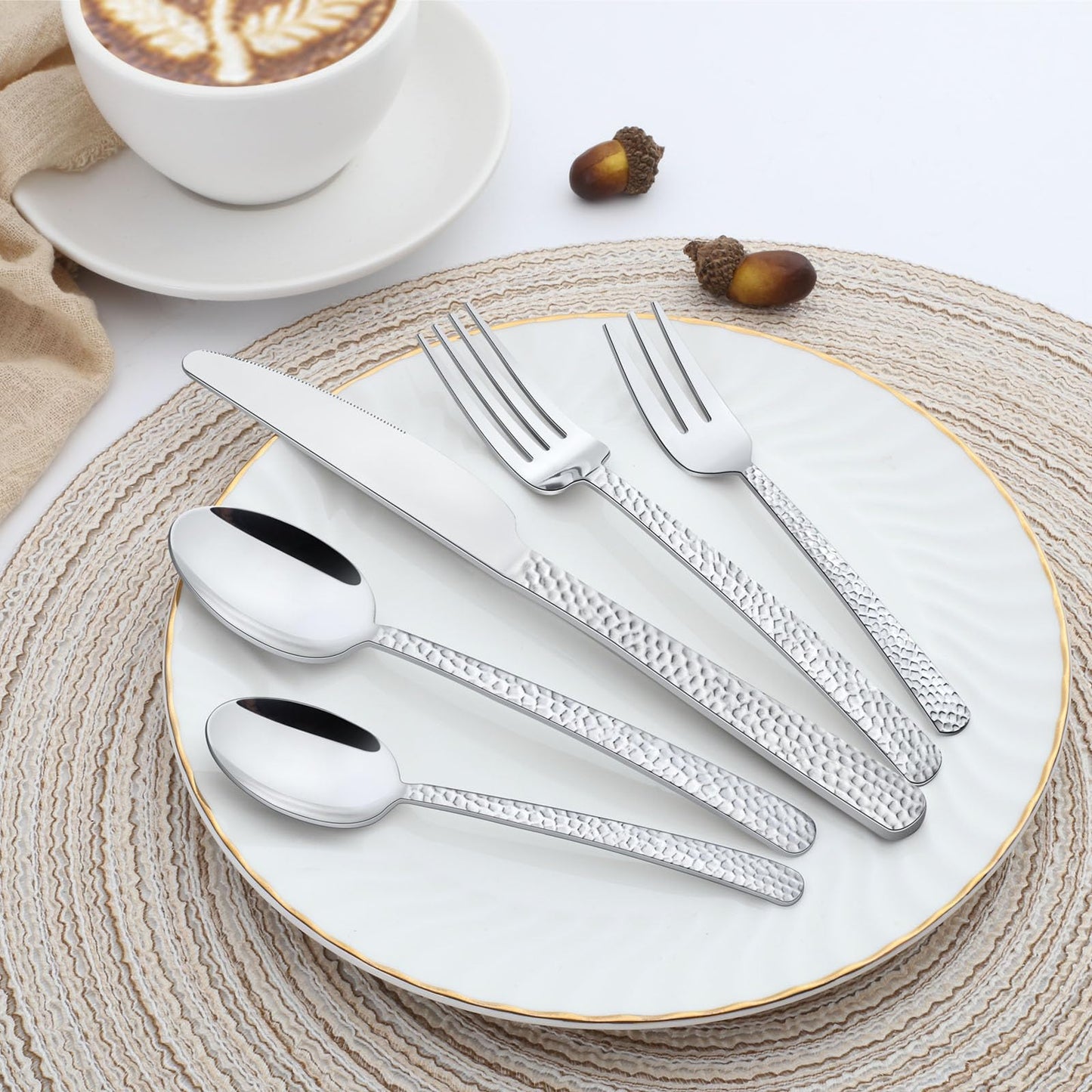 BEWOS Besteck Set für 6 Personen, 30 teilig Essbesteck Set inkl. Messer, Gabel, Löffel, Besteck Edelstahl Spiegelpoliert, Spülmaschinenfest