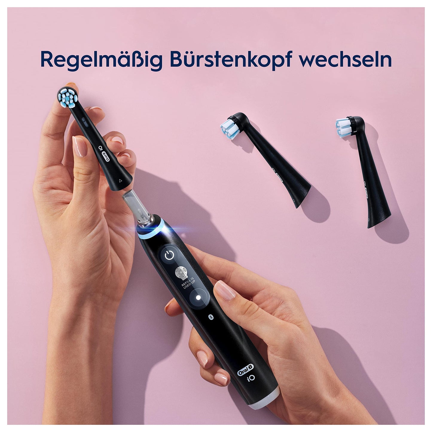 Oral-B iO Sanfte Reinigung, Original Aufsteckbürsten, geeignet für empfindliches Zahnfleisch, Schwarz, 8 Stück
