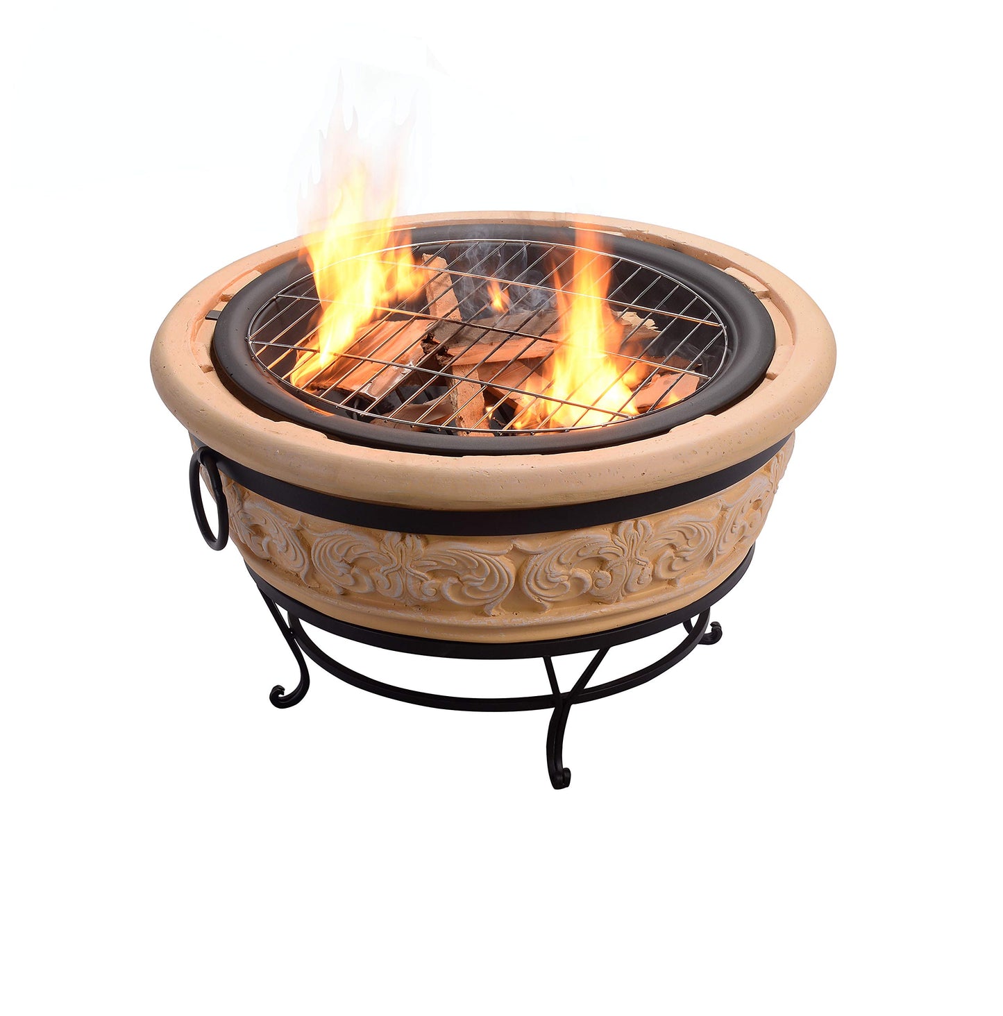 Peaktop - Feuerstelle für Brennholz für den Außenbereich, 68 cm, rund, komplexes Design