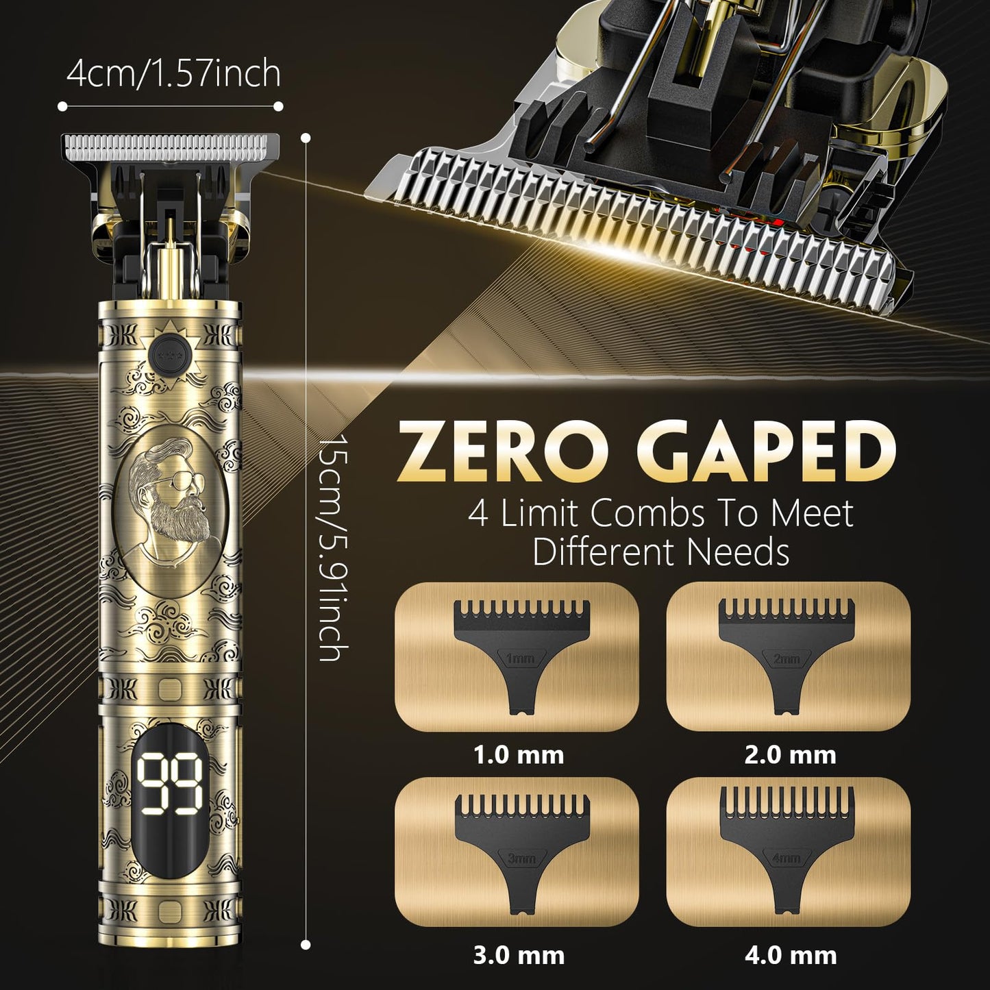 Haarschneidemaschine, Trimmer Barttrimmer Herren LED Anzeige Haartrimmer Herren Konturen Haartrimmer Konturen Haarschneidemaschine Profi Bartschneider Rasierer Haarschneider Hair Clipper