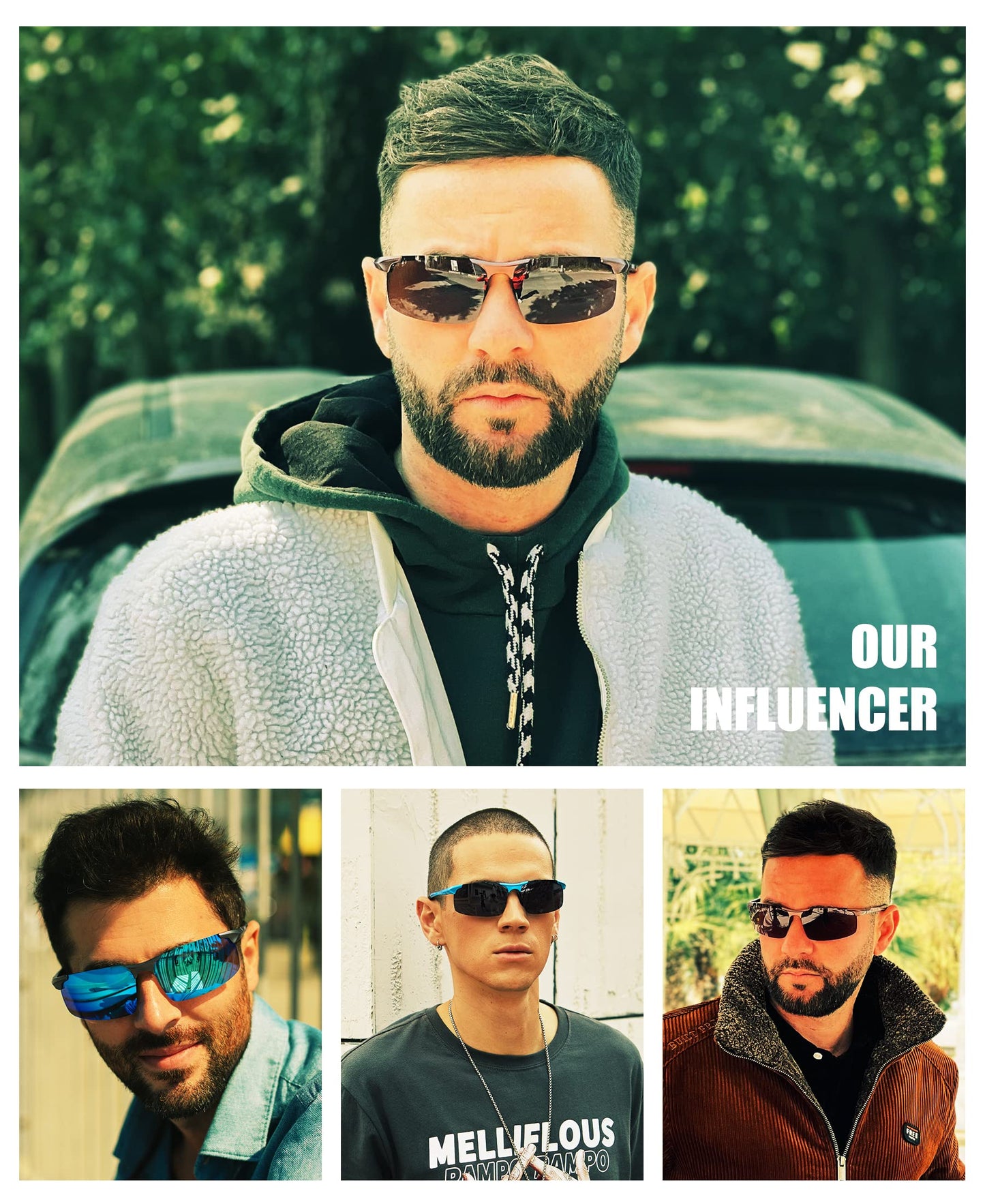 DUCO Herren Sportbrille Polarisierte Sonnenbrille Fahrerbrille Ultraleichte Al-Mg Metallrahmen UV400-Schutz Männer Sonnenbrillen 8177S